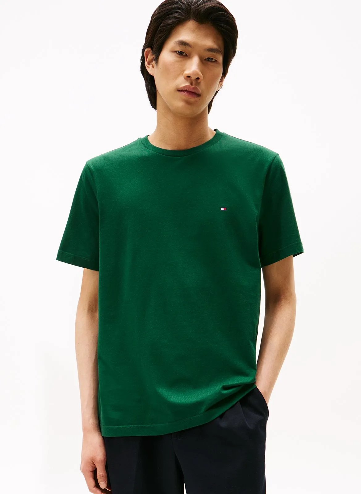 Tee-shirt à col rond en coton Vert