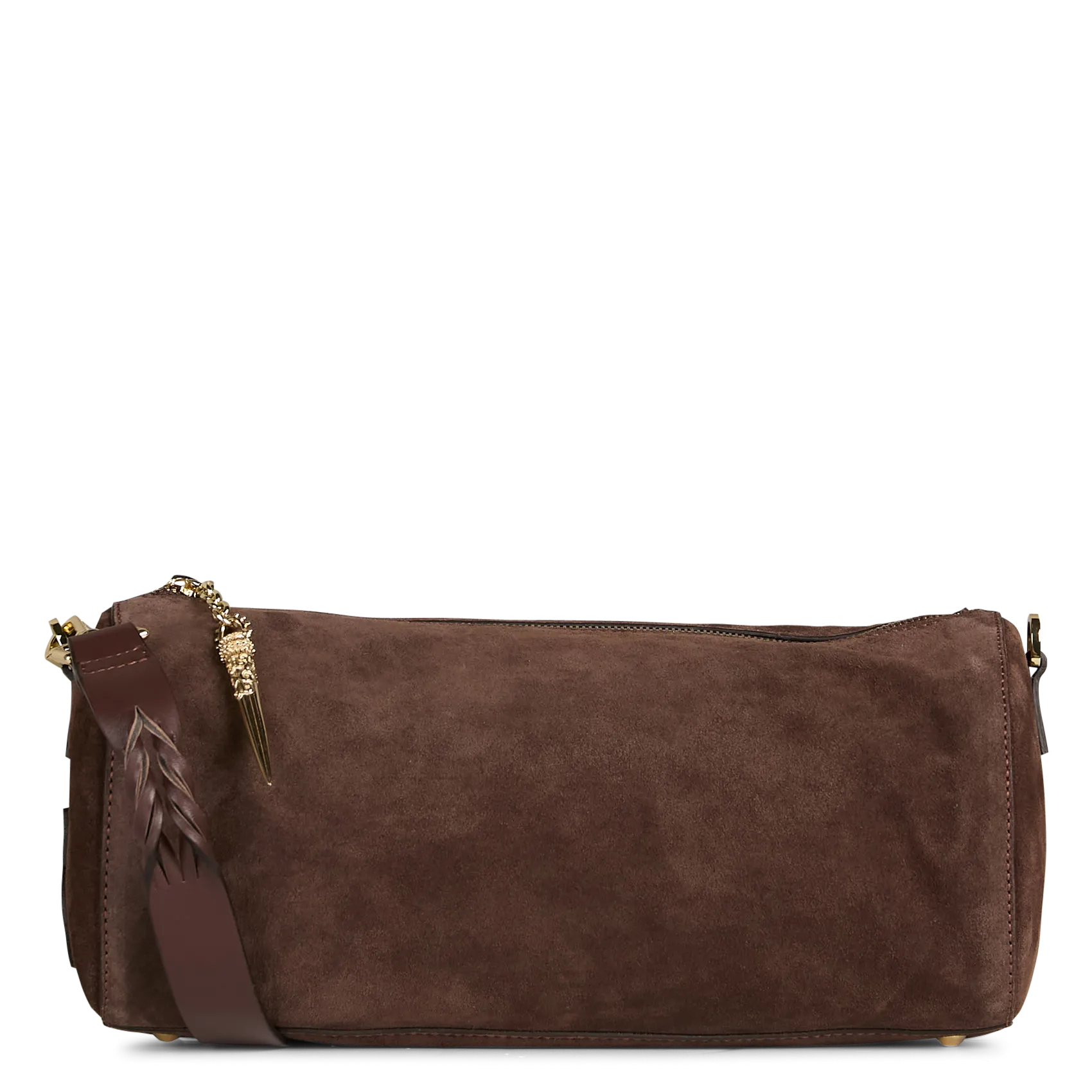 Sac baguette en cuir velours Marron BENI M