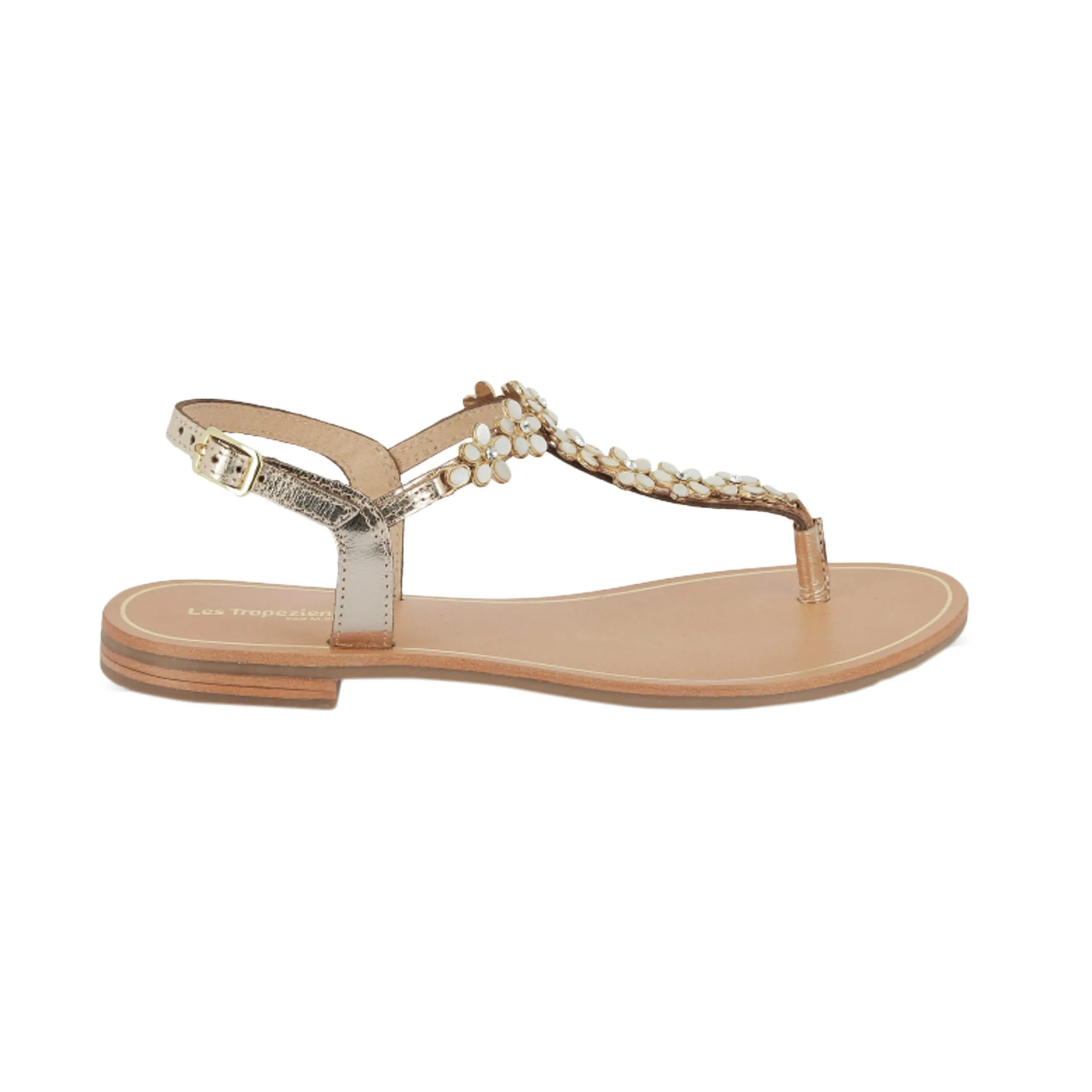 Sandale plate cuir hofleur Doré