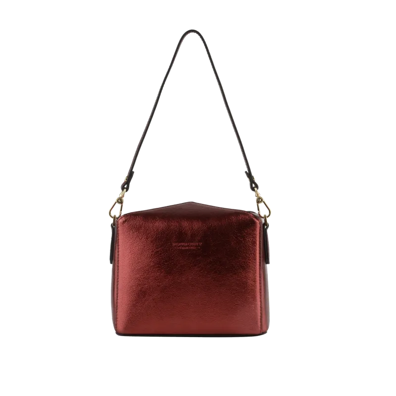 Sac porté travers - cuir de vachette Rouge CASSETTA METALLIC