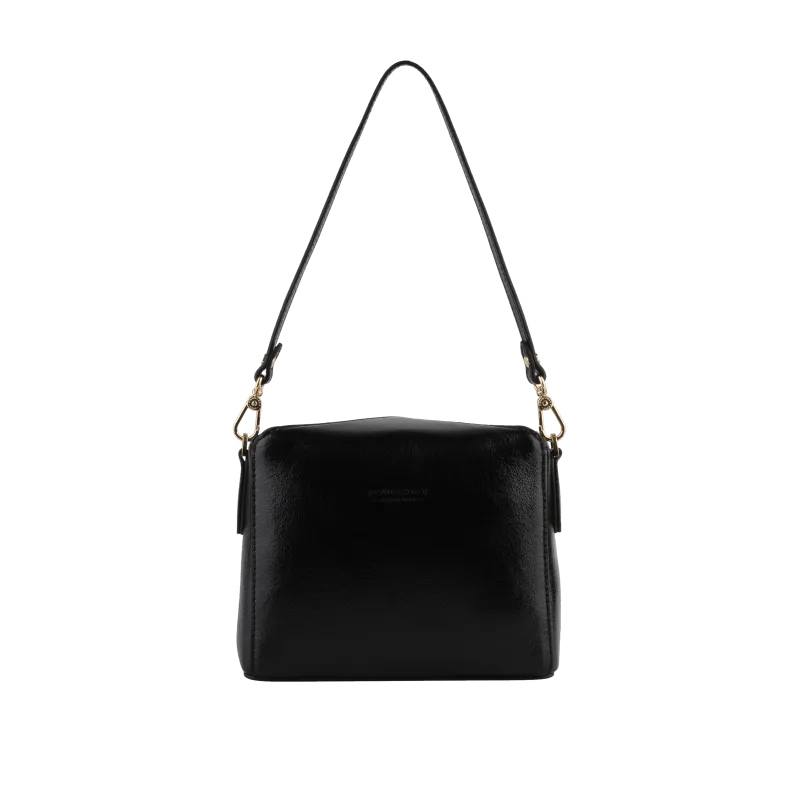 Sac porté travers - cuir de vachette Noir CASSETTA METALLIC
