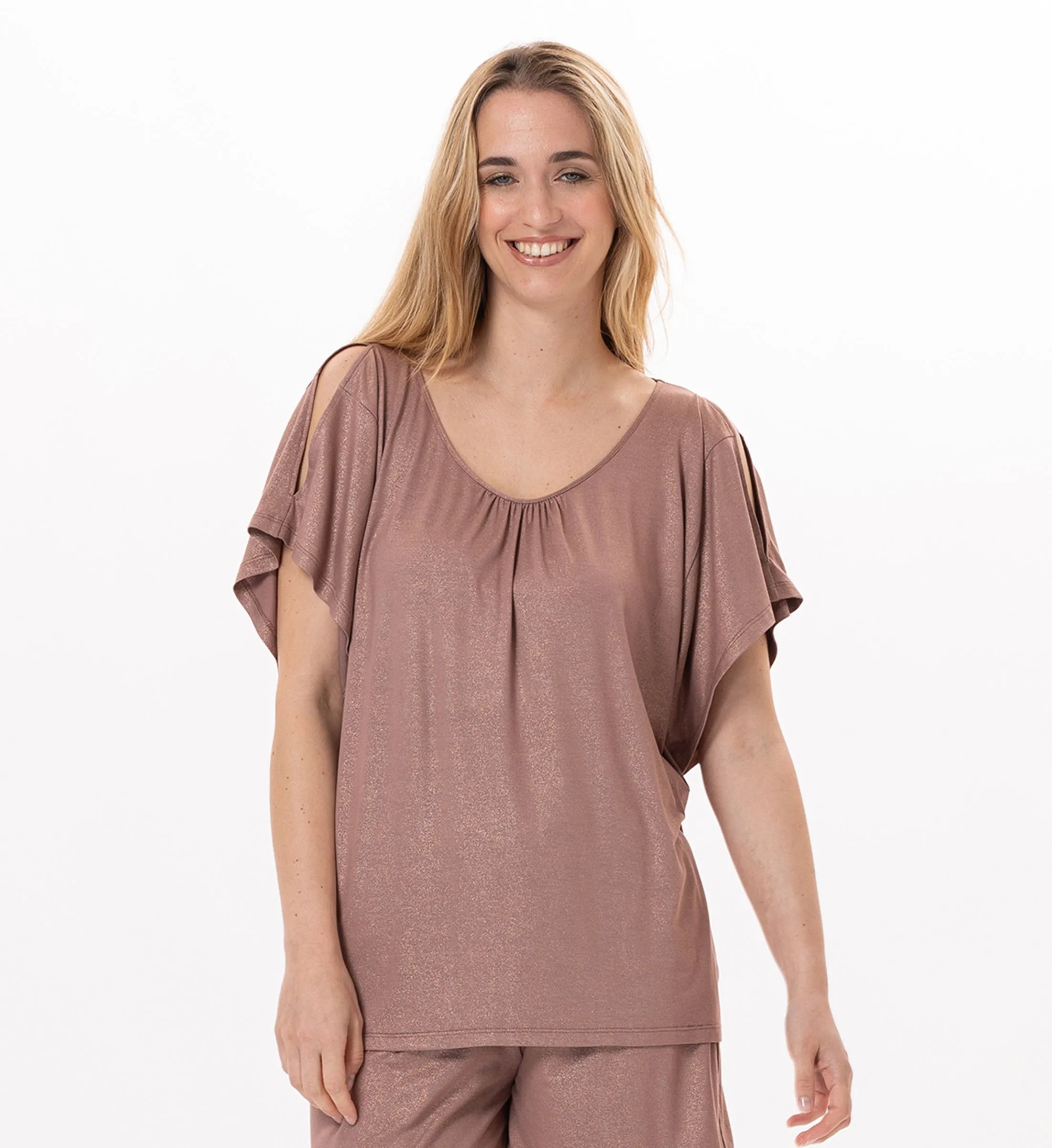 Tee-shirt en viscose Marron RAMATUELLE 930