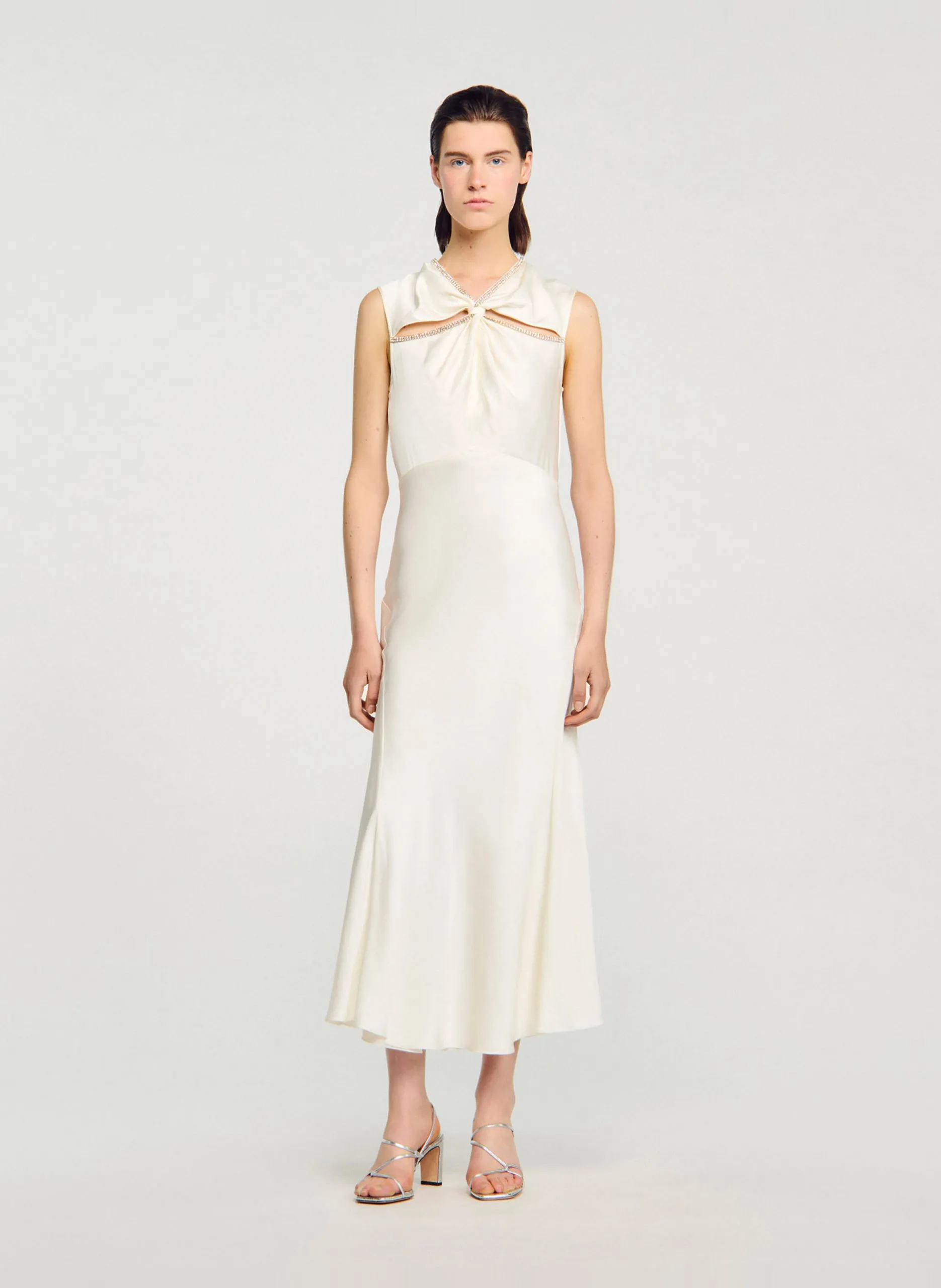 Robe longue satinée Blanc