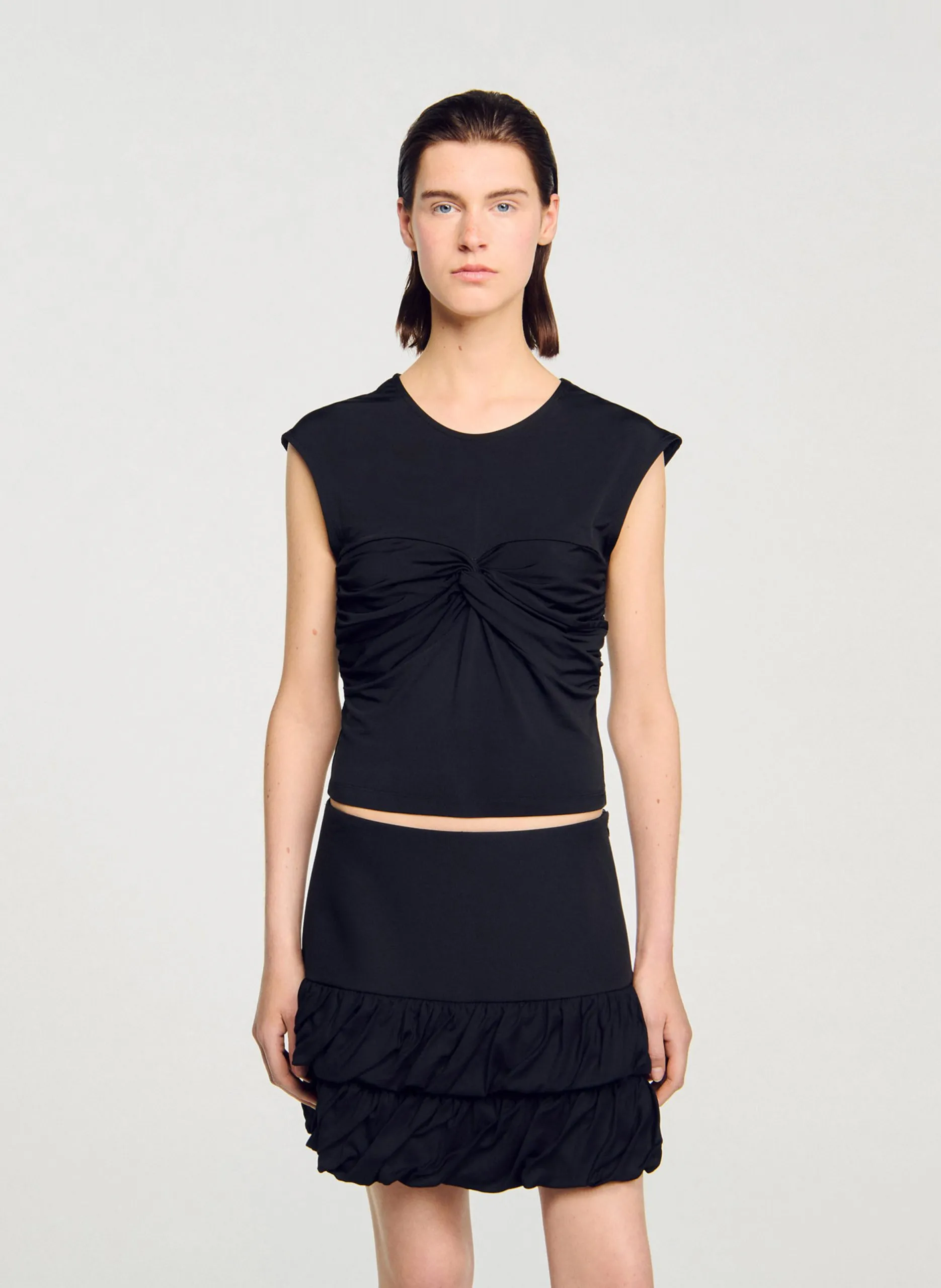 Tee-shirt ajusté drapé Noir