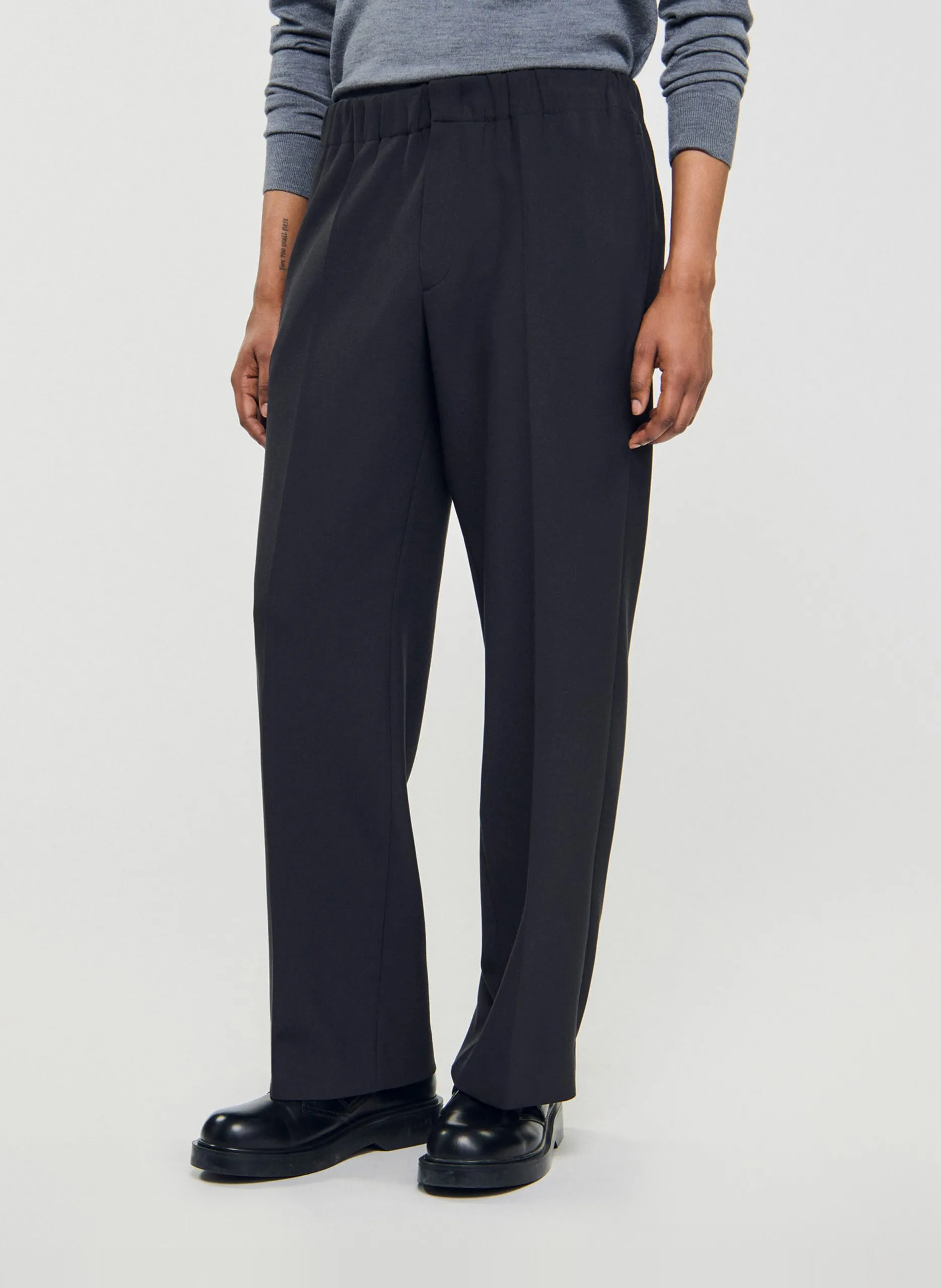 Pantalon large en jersey Gris