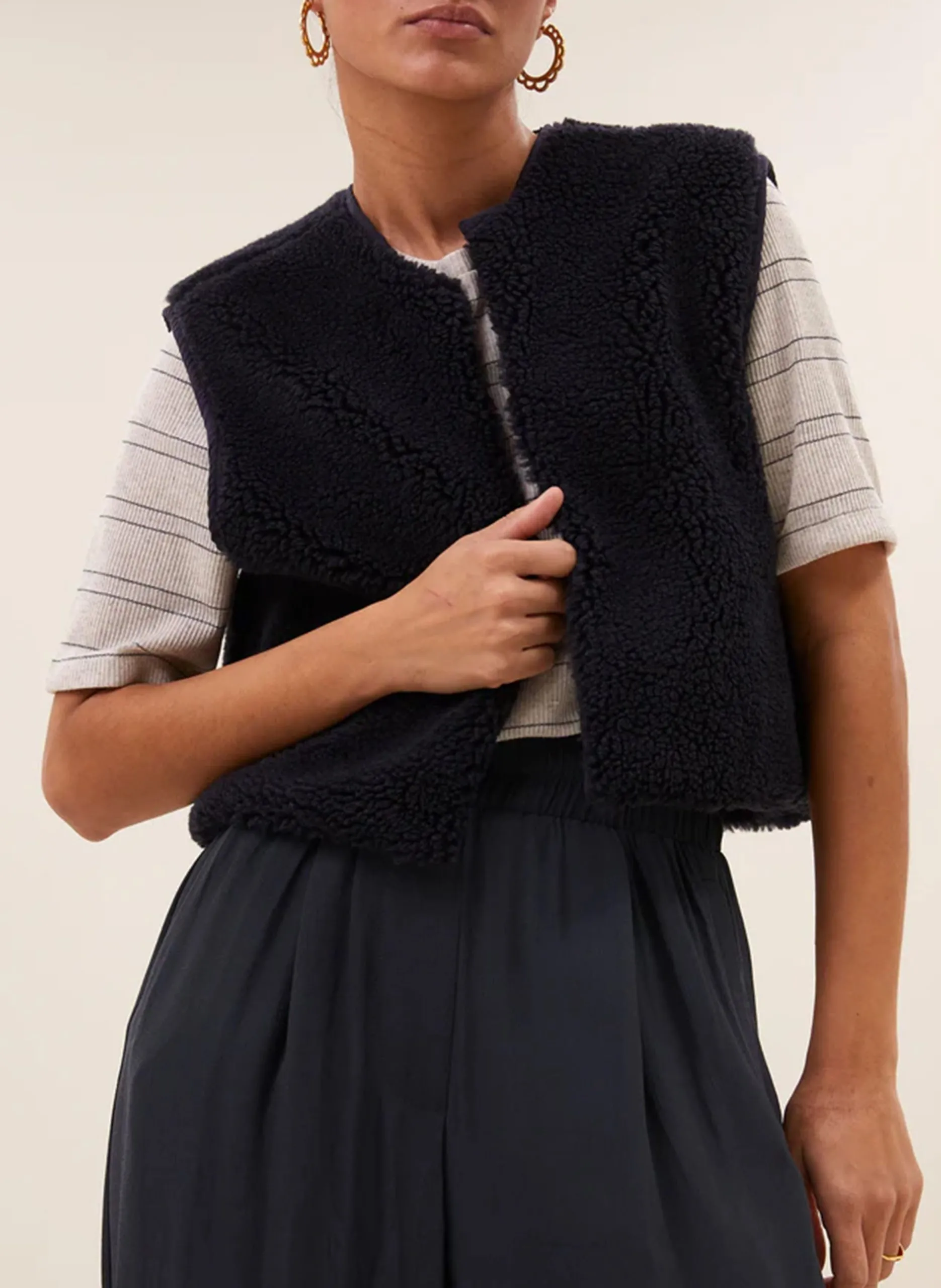 Gilet droit en fourrure synthétique Bleu WOLLY