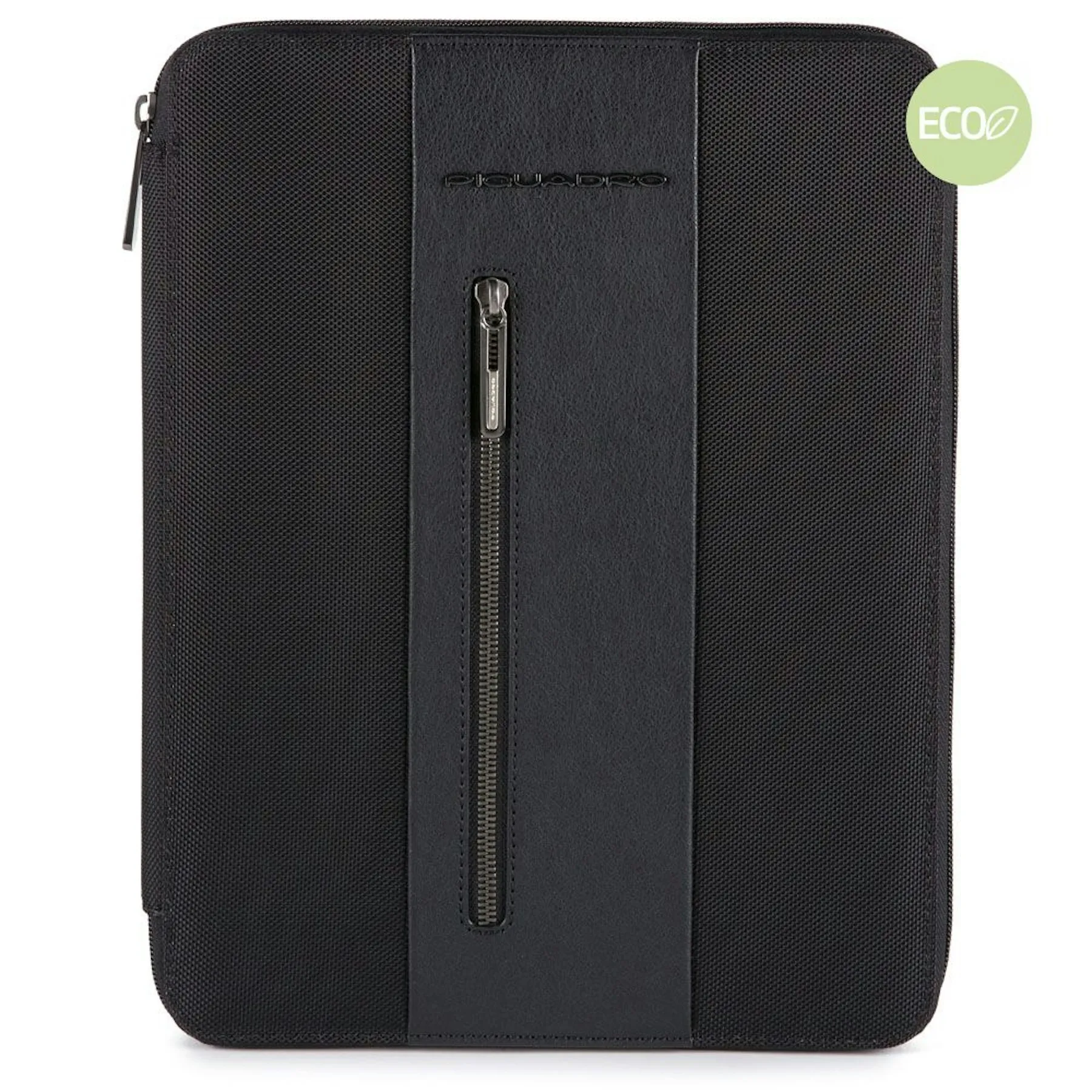 Porte-bloc en tissu recyclé et cuir avec compartiment porte-ipad®pro 12,9 et boucle à stylo Noir