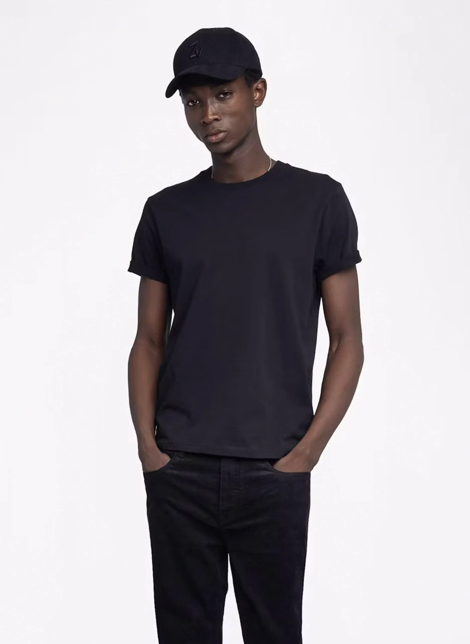 Tee-shirt col rond en coton Noir TOMMY