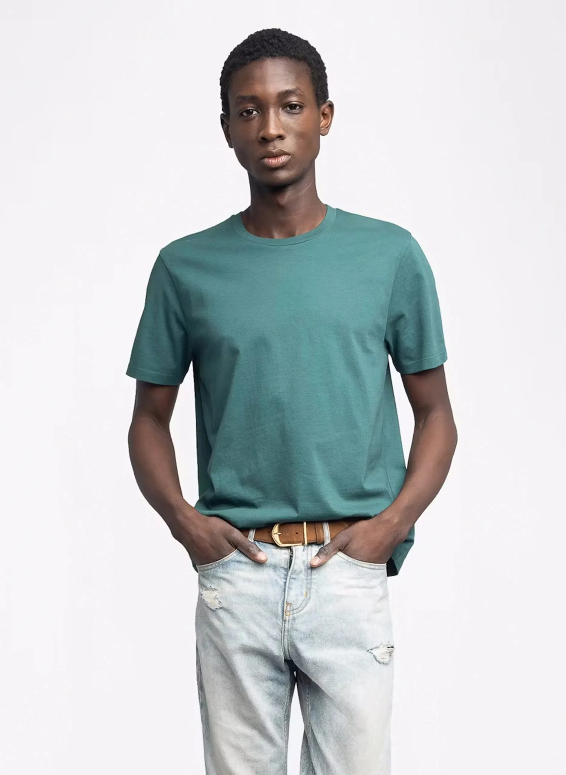 Tee-shirt col rond en coton Vert TOMMY