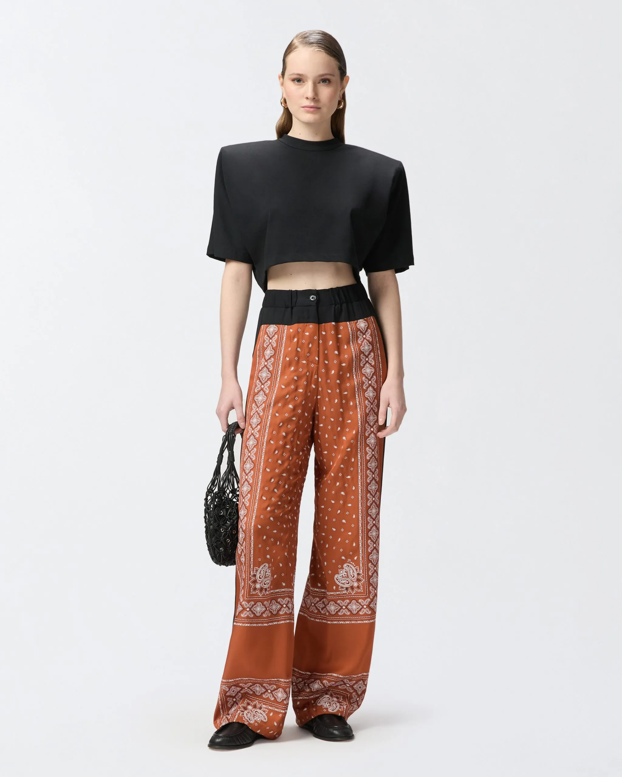 Pantalon long à imprimé bandana fluide Multicolore