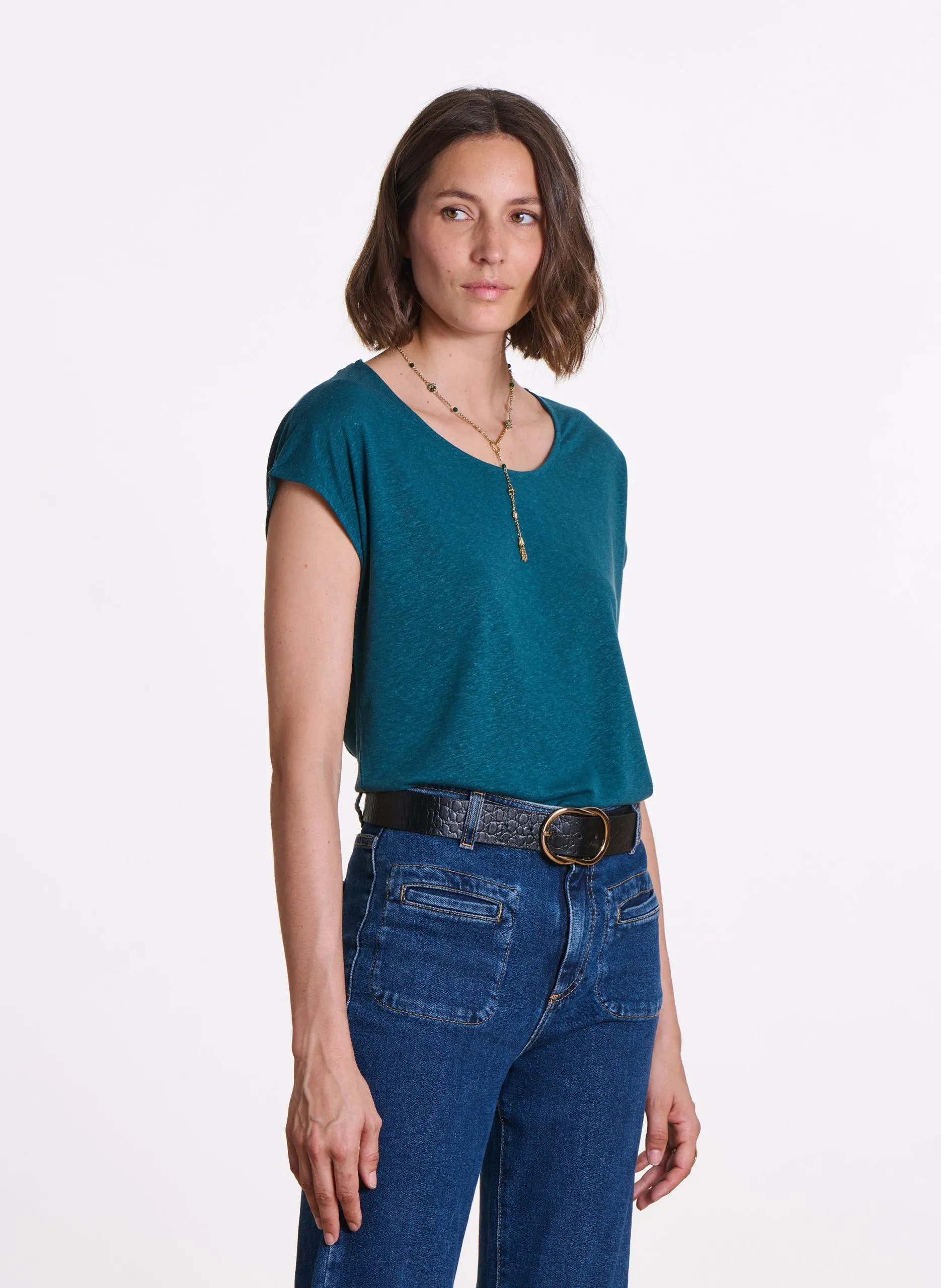 Tee-shirt oversize col rond Vert