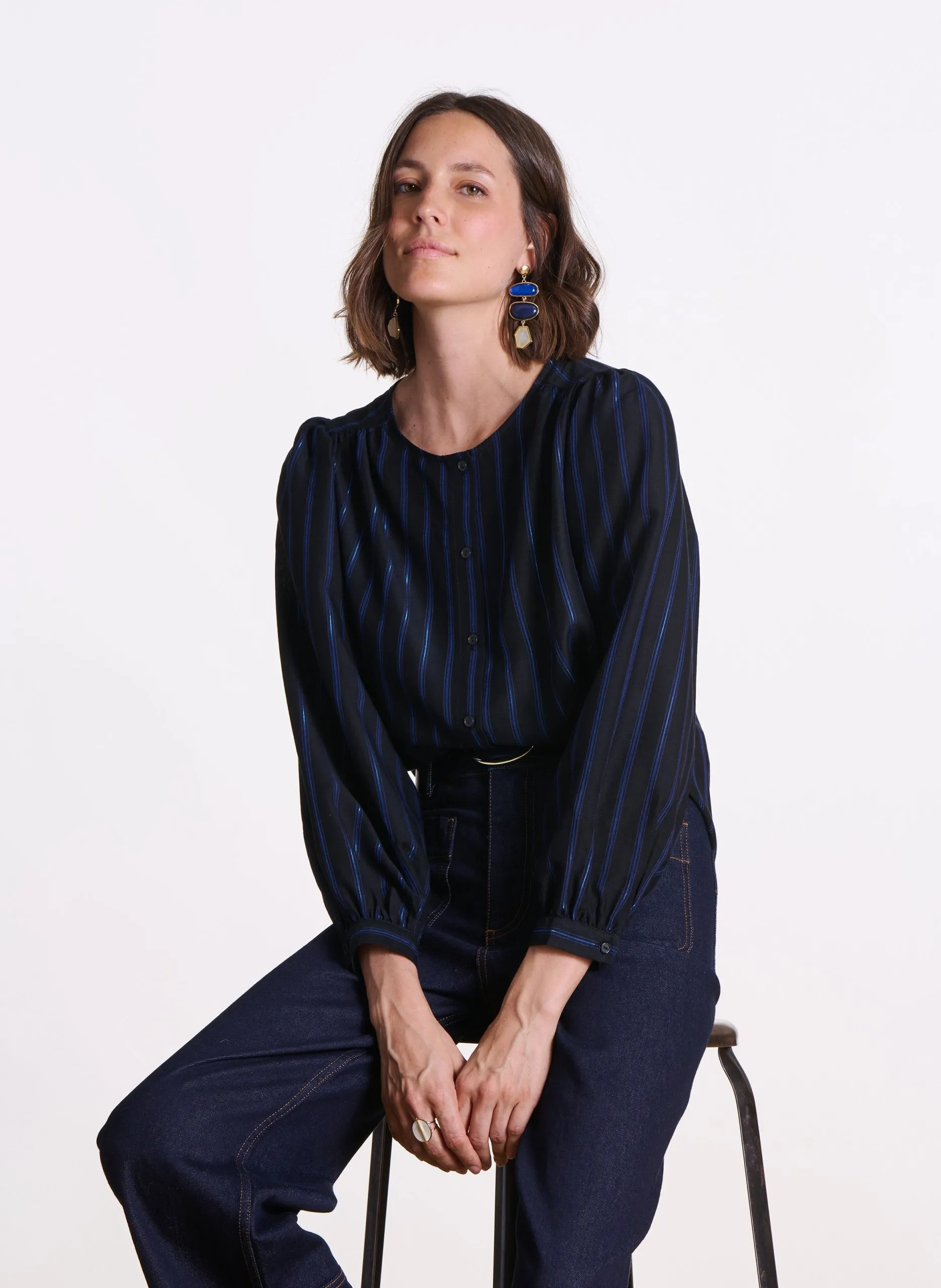 Chemise droite rayée Multicolore