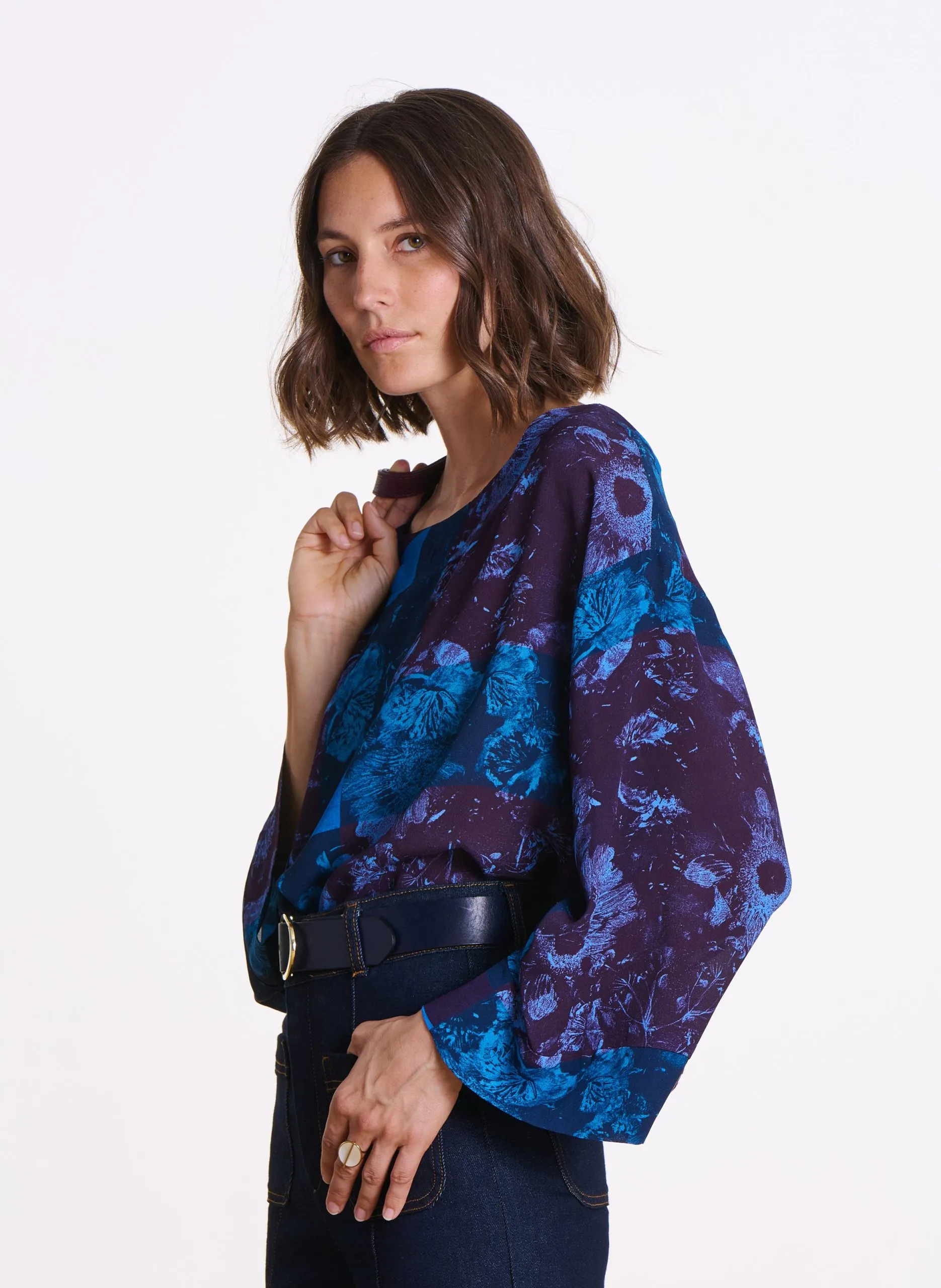 Top ample col rond Violet