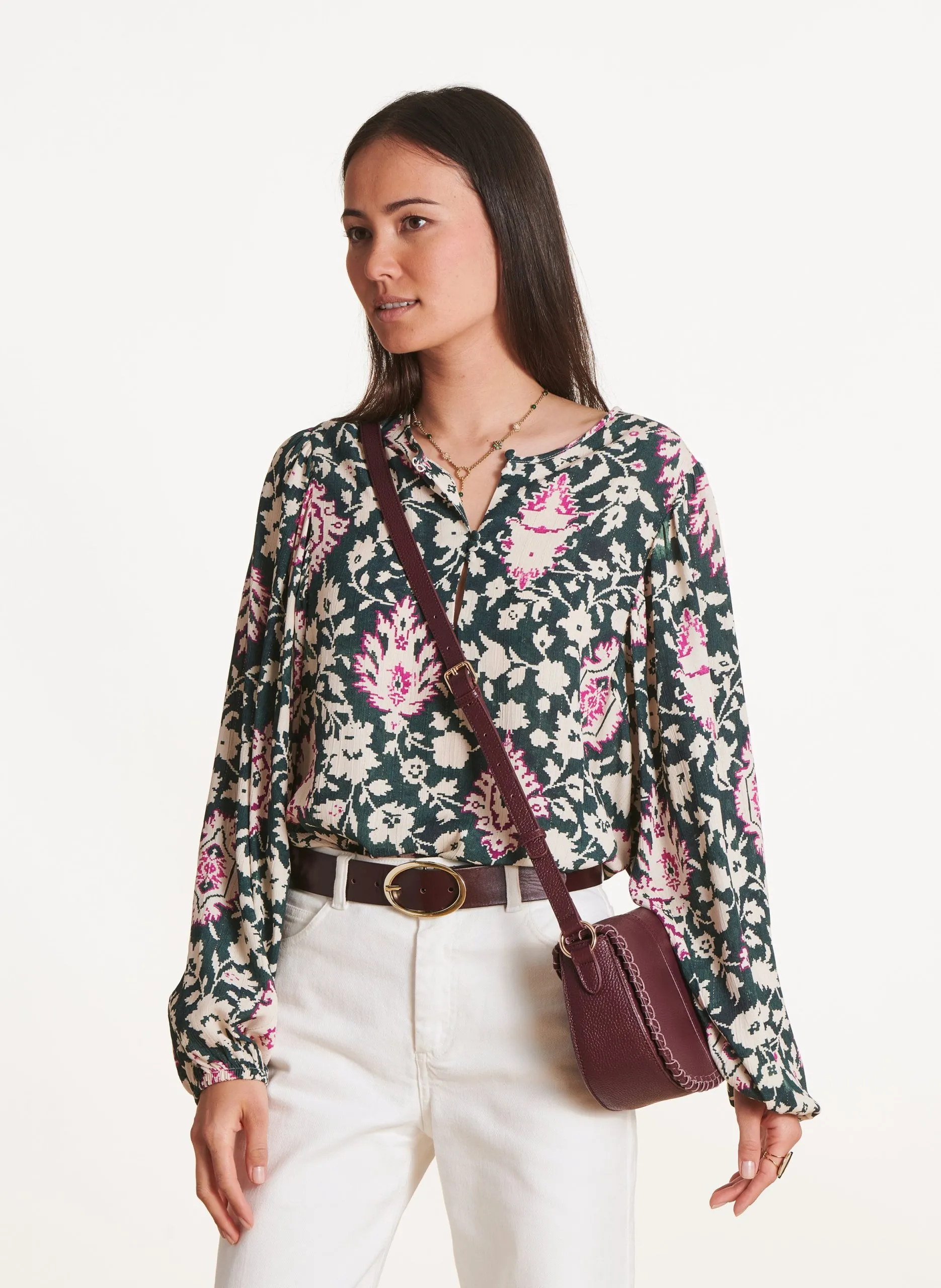 Blouse oversize imprimée Vert