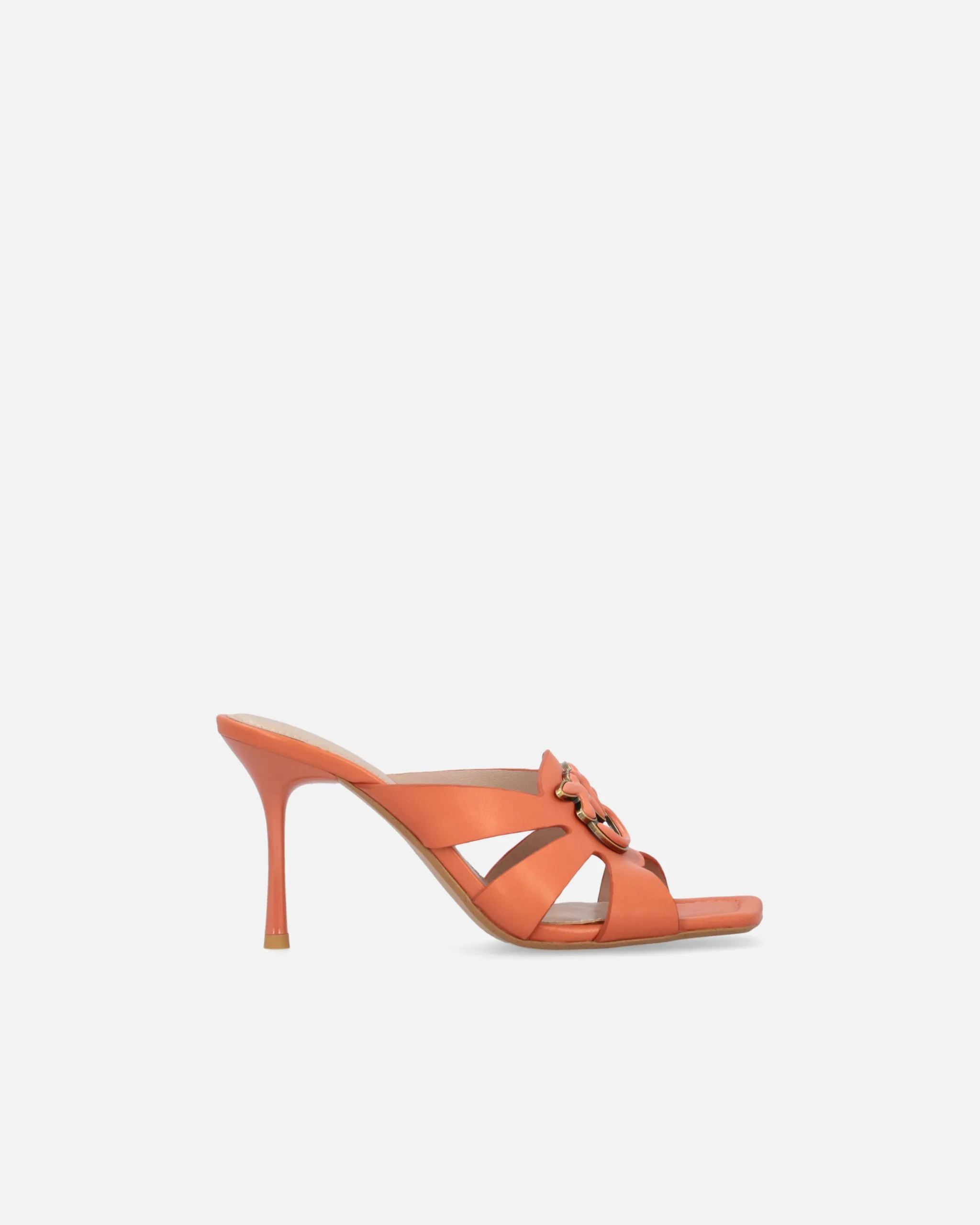 Sandales à talons en cuir nappa avec love birds Rose