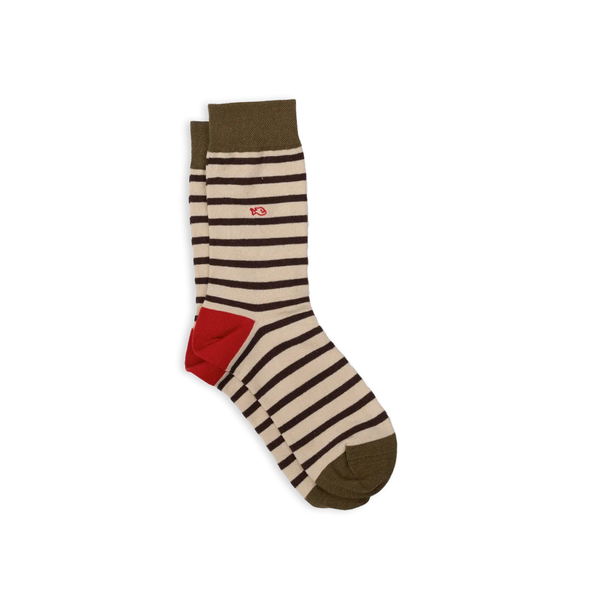 Chaussettes en coton peigné à rayures larges Beige