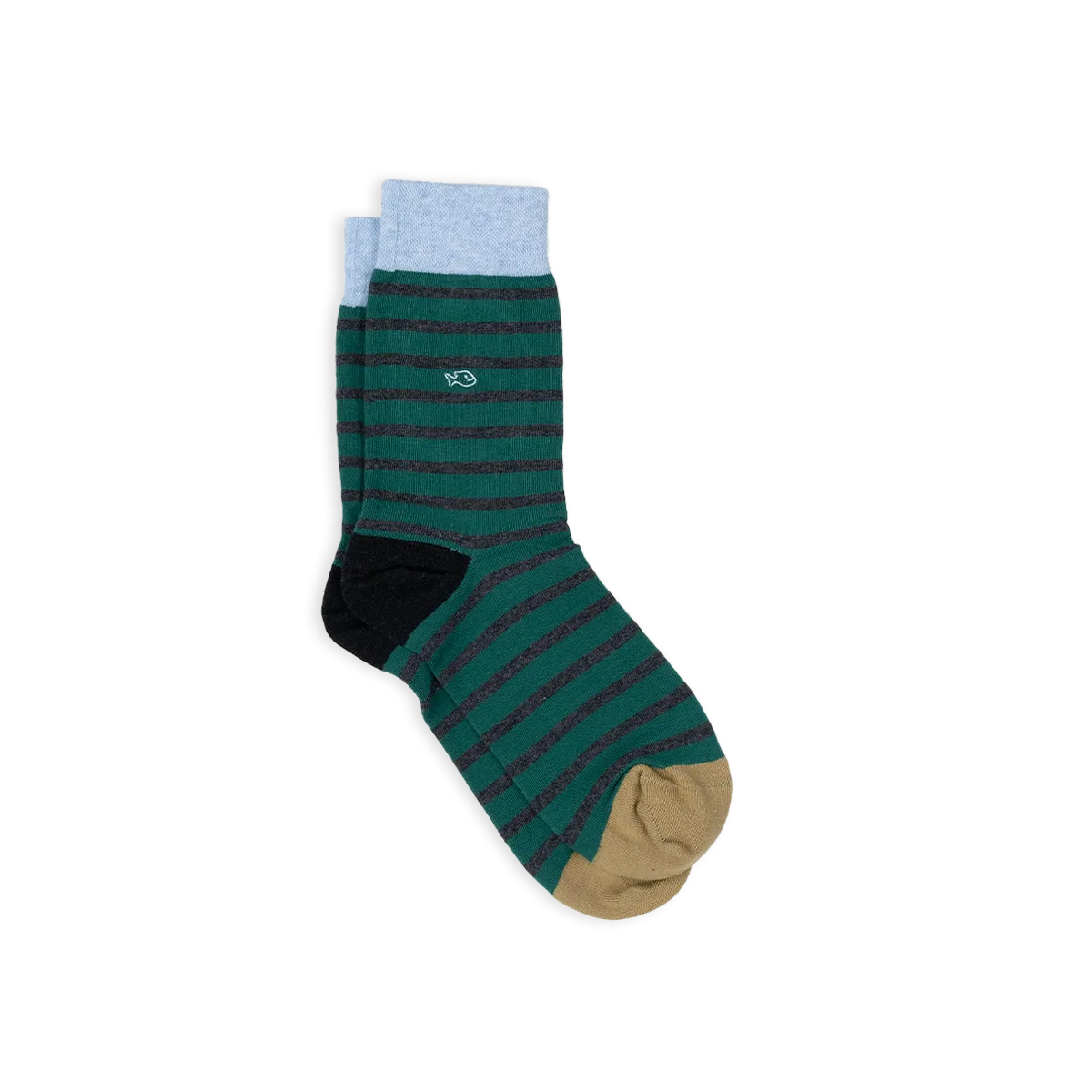 Chaussettes en coton peigné à rayures larges Vert