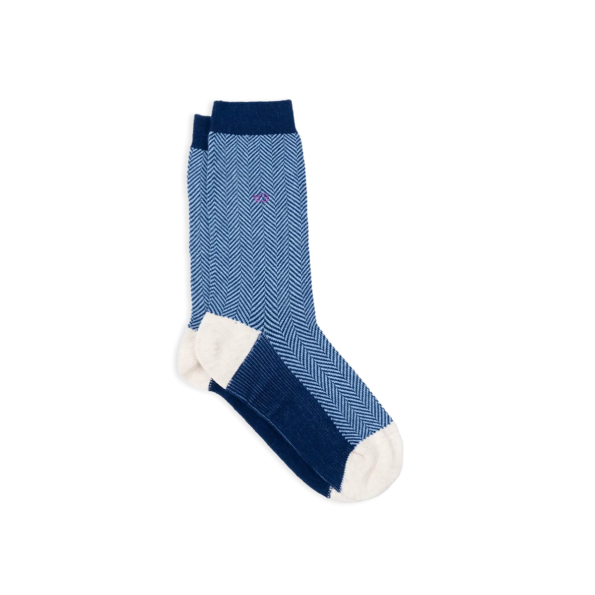 Chaussettes en coton peigné chevrons Bleu MERLE BLEU