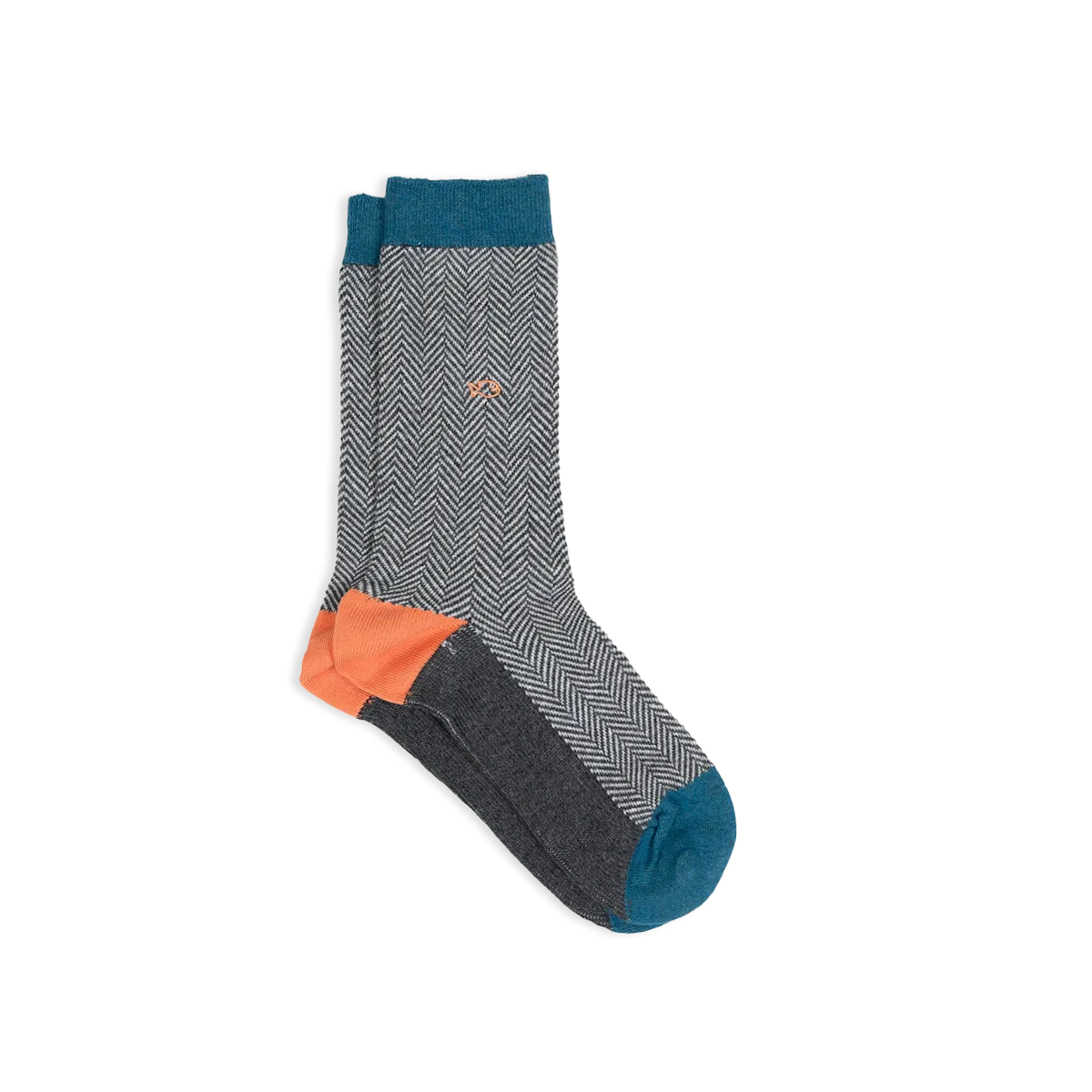 Chaussettes en coton peigné chevrons Gris MERLE BLEU