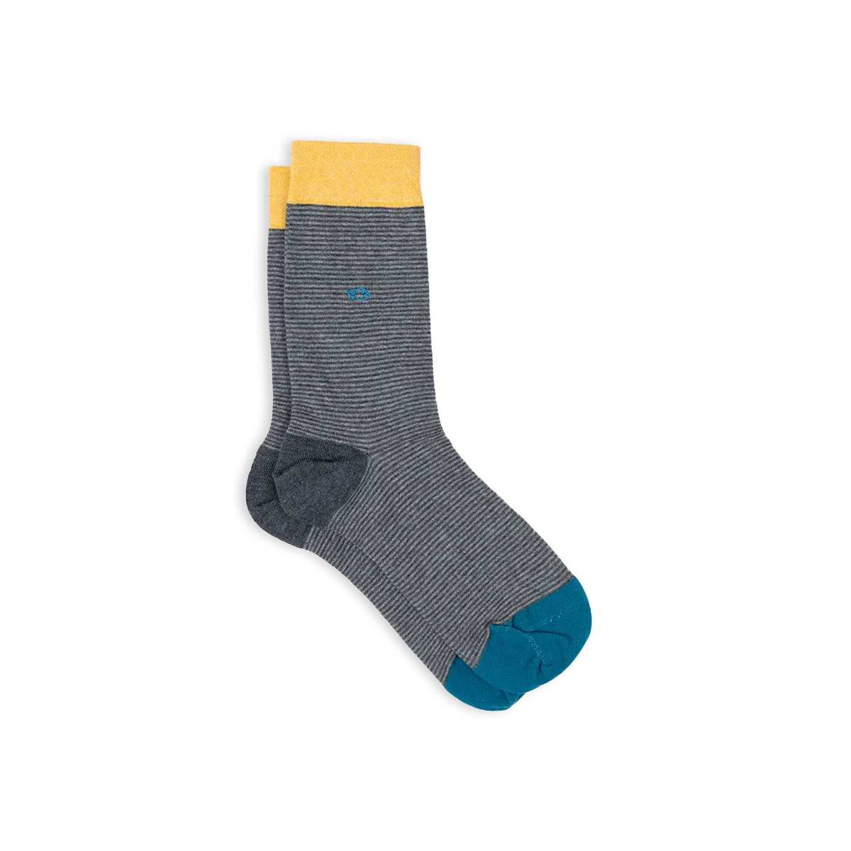 Chaussettes en coton peigné rayées Gris ATLANTICA