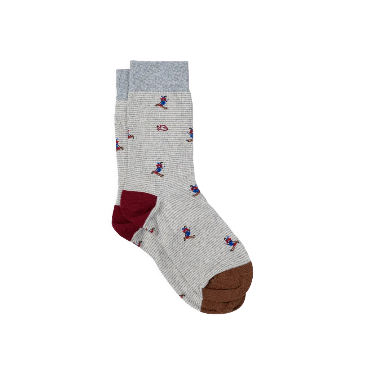 Chaussettes en coton peigné à motifs Gris PISTE ROUGE
