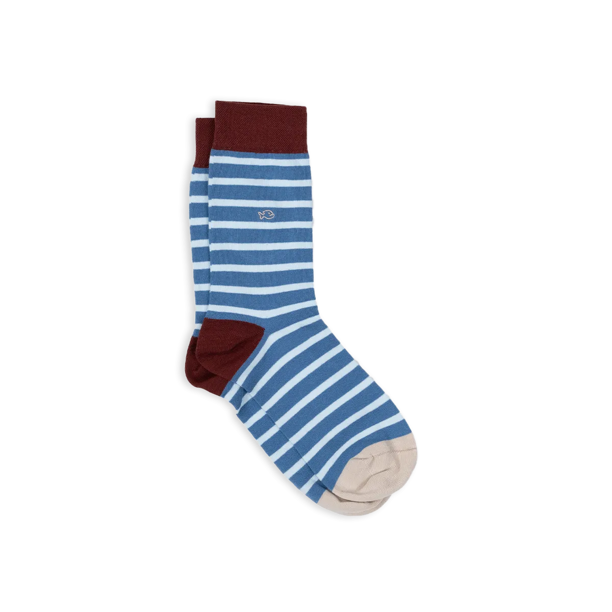 Chaussettes en coton peigné à rayures larges Bleu