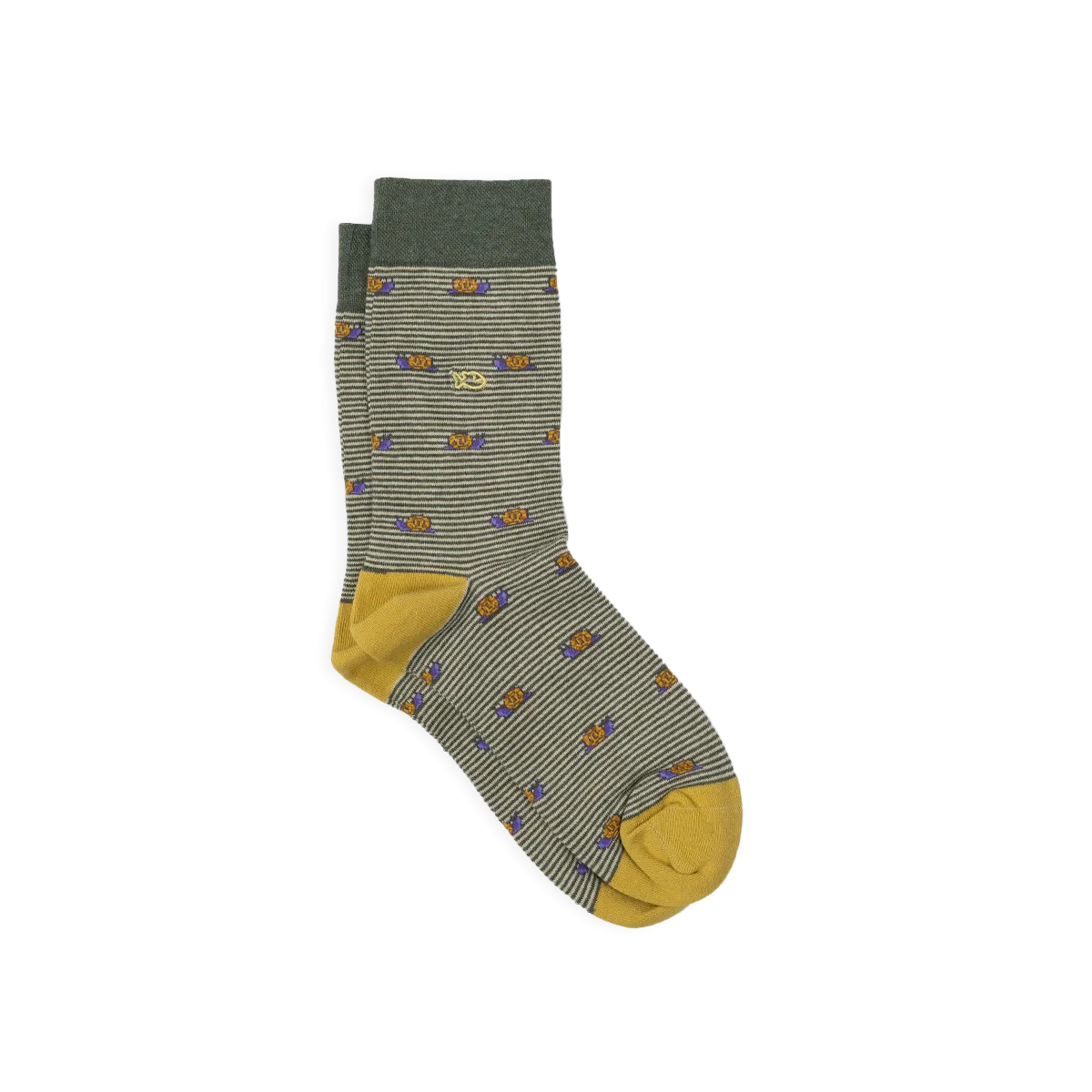 Chaussettes en coton peigné animaux Kaki ESCARGOT