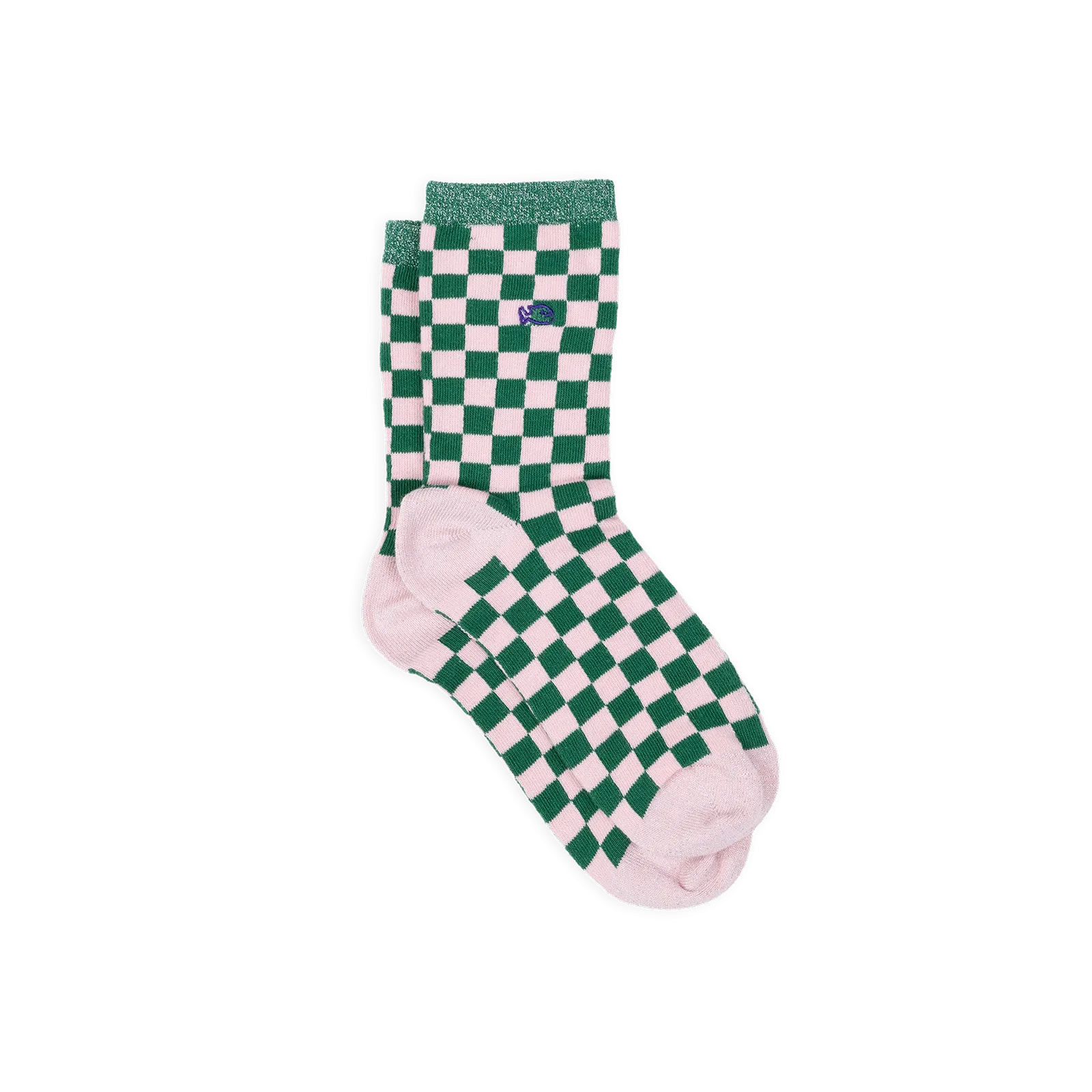 Chaussettes en coton peigné carreaux Vert