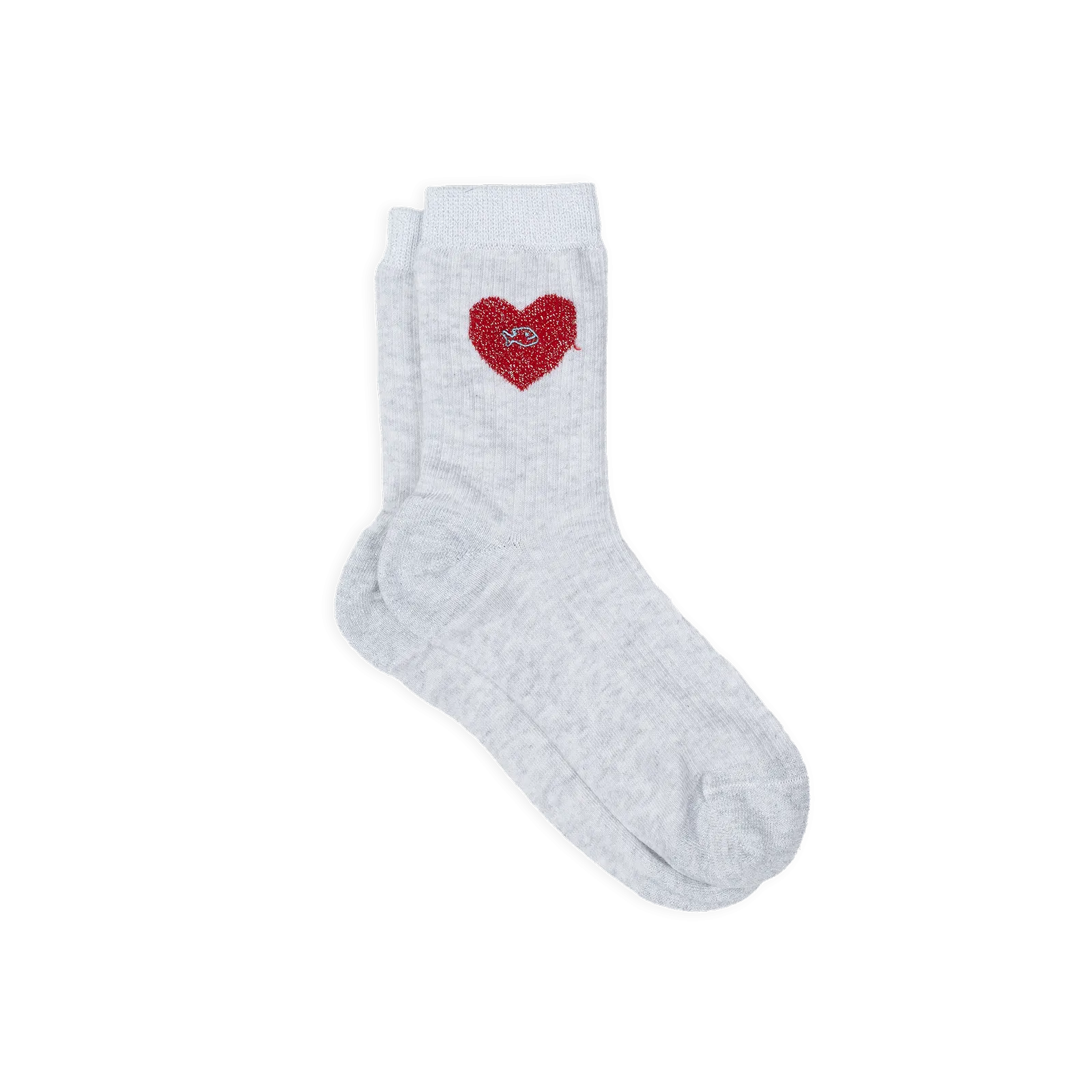 Chaussettes en coton peigné coeur Blanc