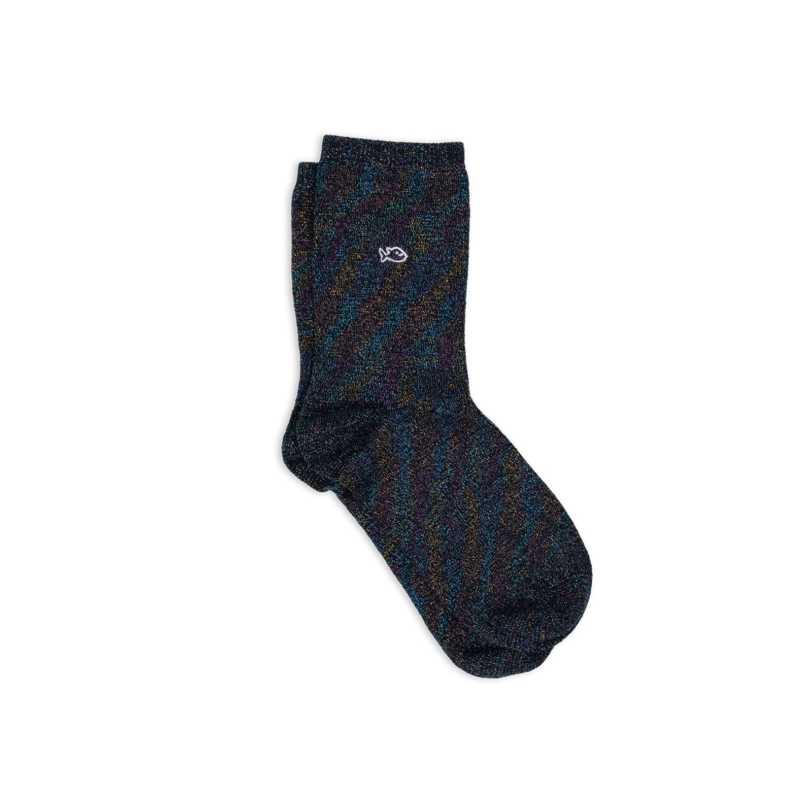 Chaussettes pailletées en coton peigné unies Noir