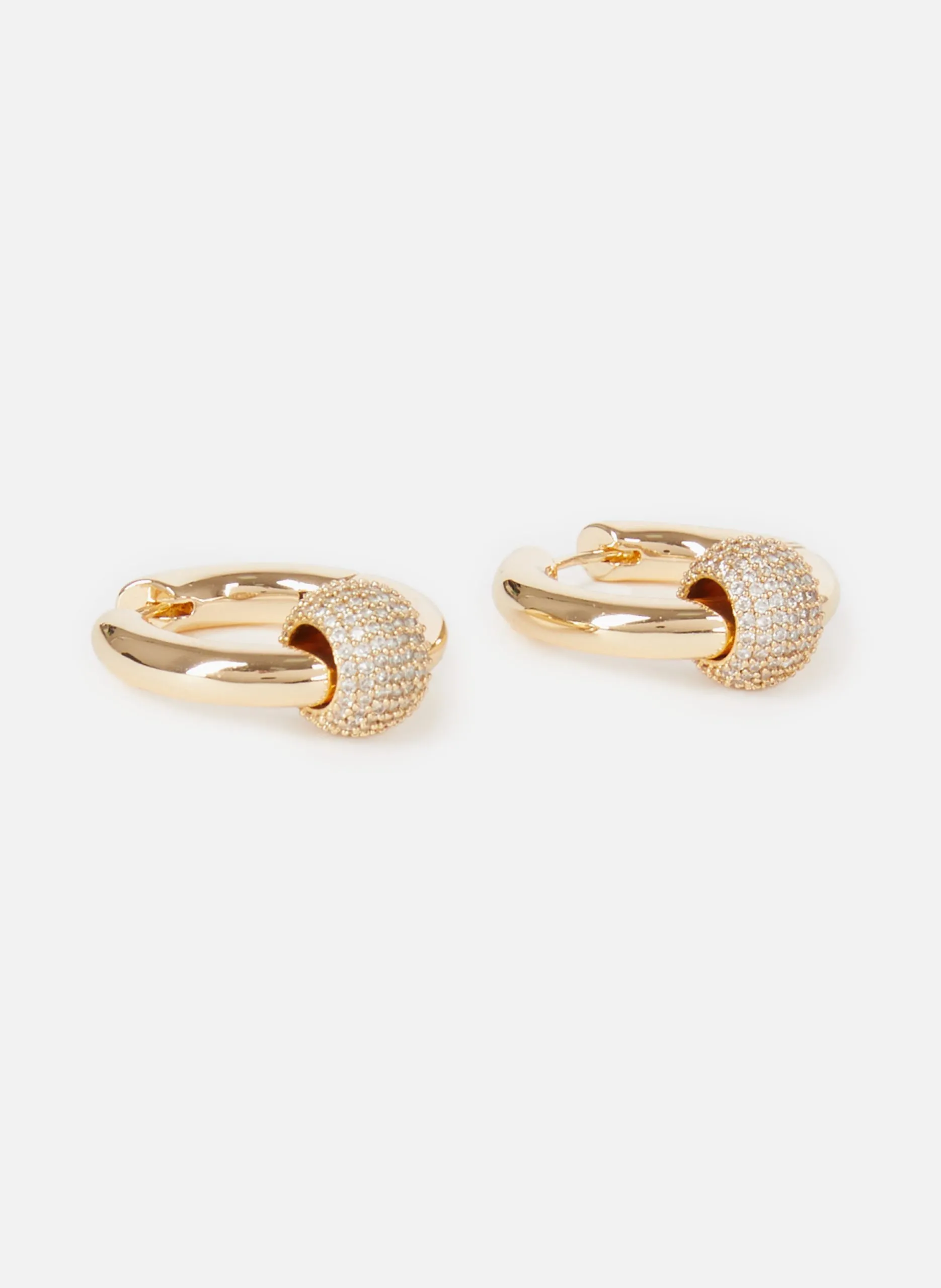 Boucles d'oreille créole et strass Jaune