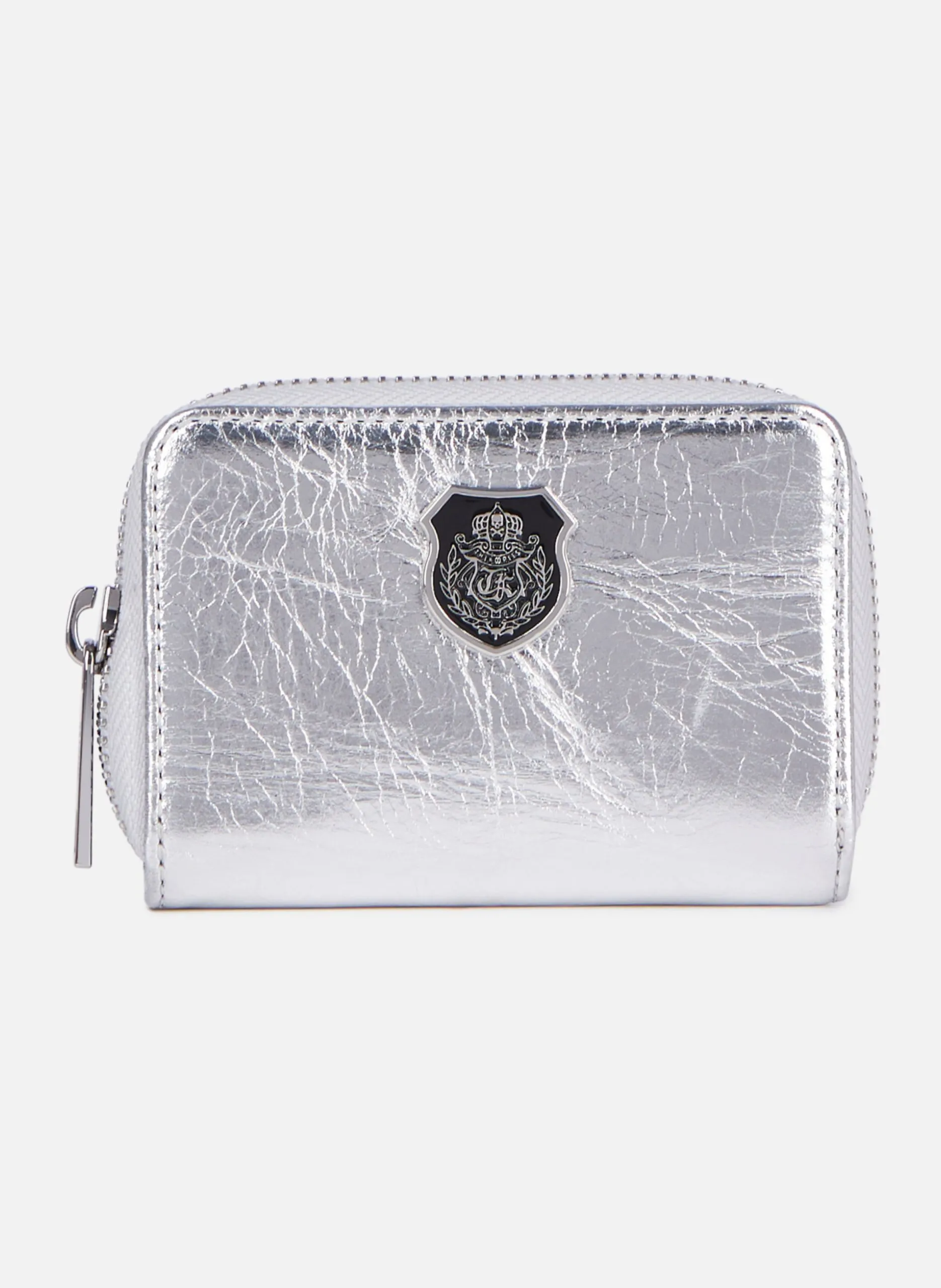 Porte monnaie blason en cuir Argent