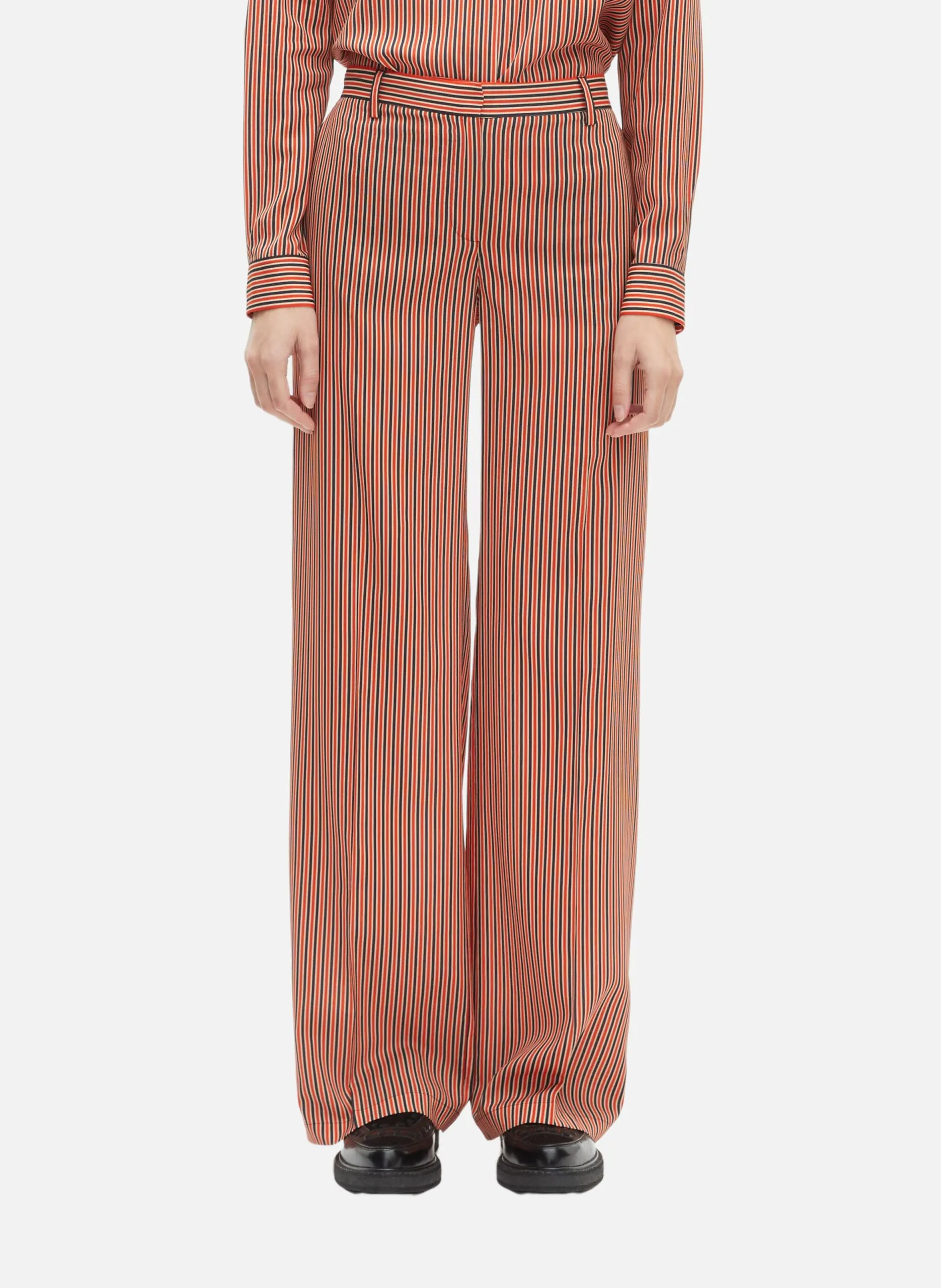 Pantalon large à rayures Rouge