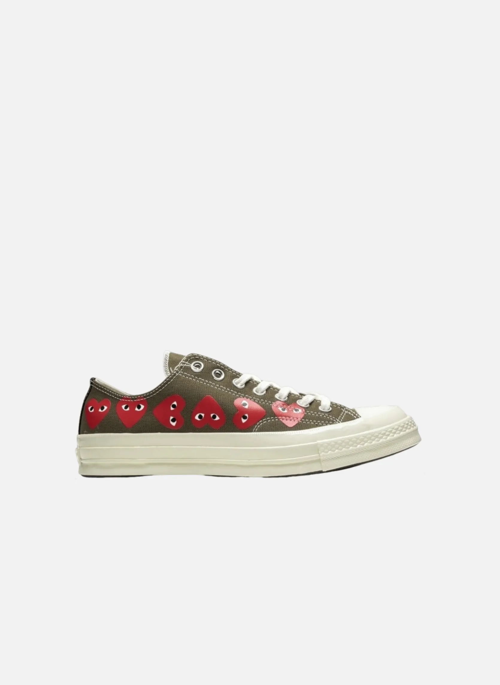 Converse comme des garçons kaki multi hearts basse Vert GREEN/EGRET