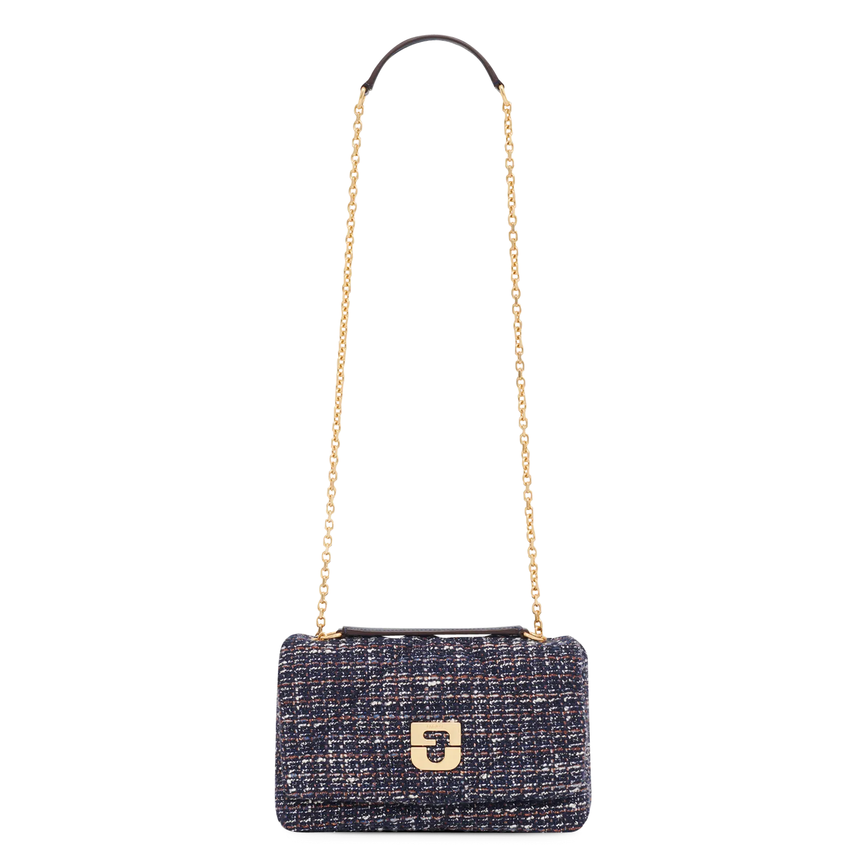 Sac bandoulière à rabat en tweed Bleu LE FANNY