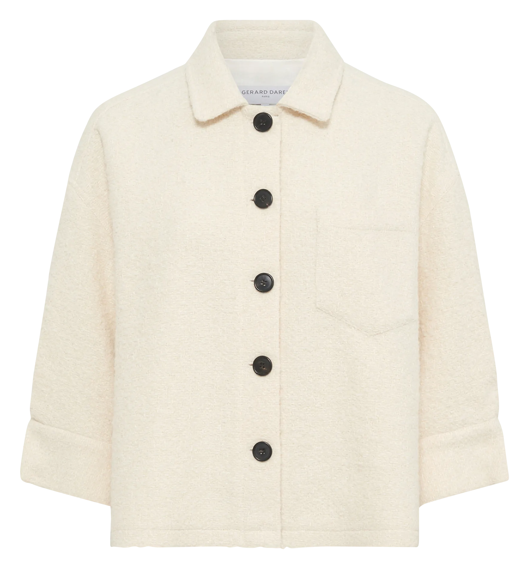 Veste droite boutonnée en tweed uni Beige NINON