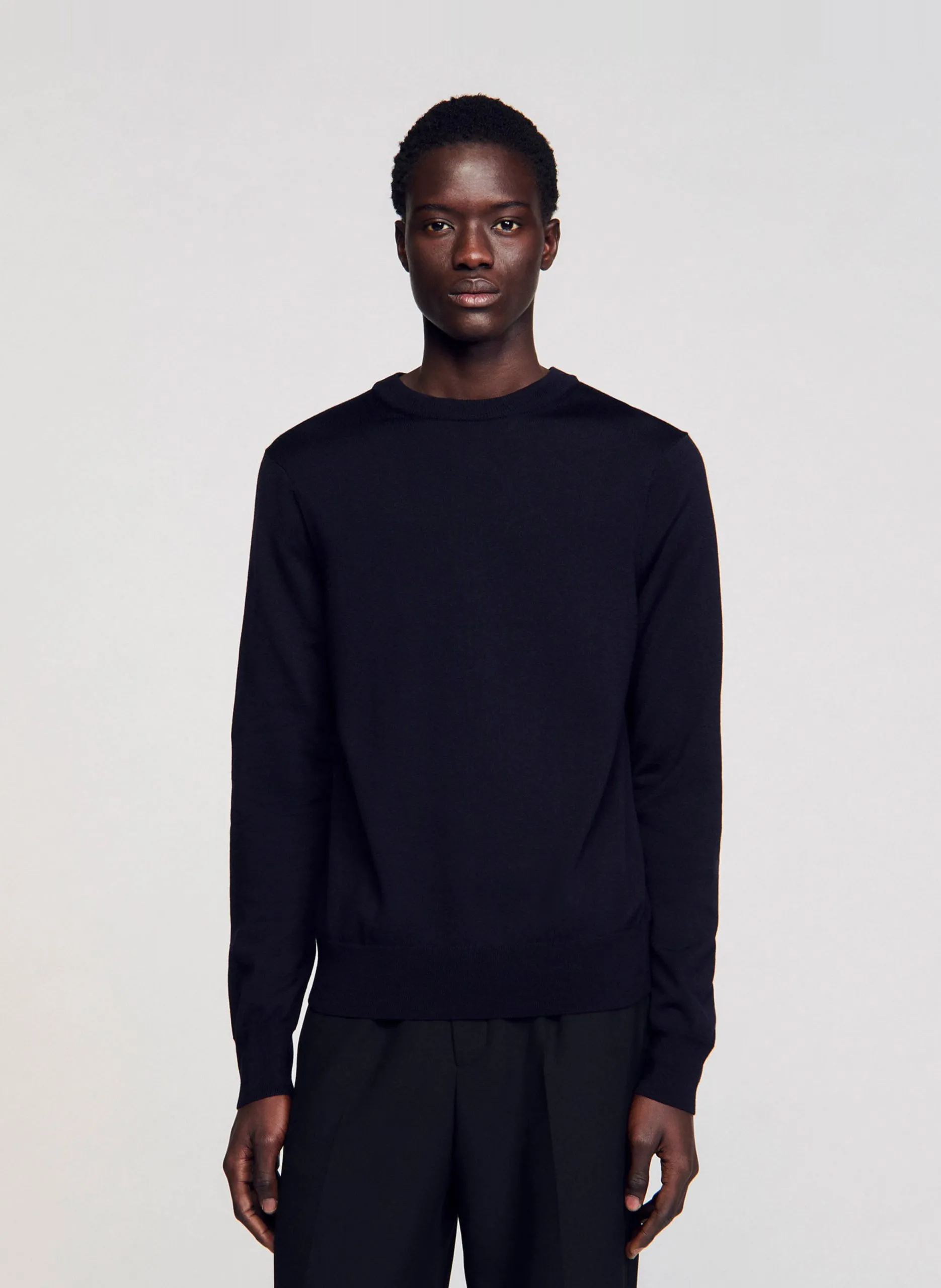 Pull en laine col rond Bleu