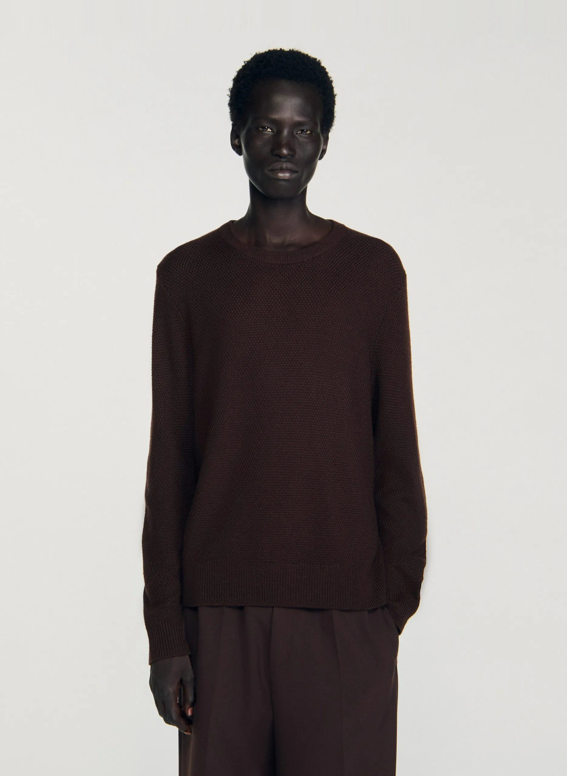 Pull en maille texturée Marron