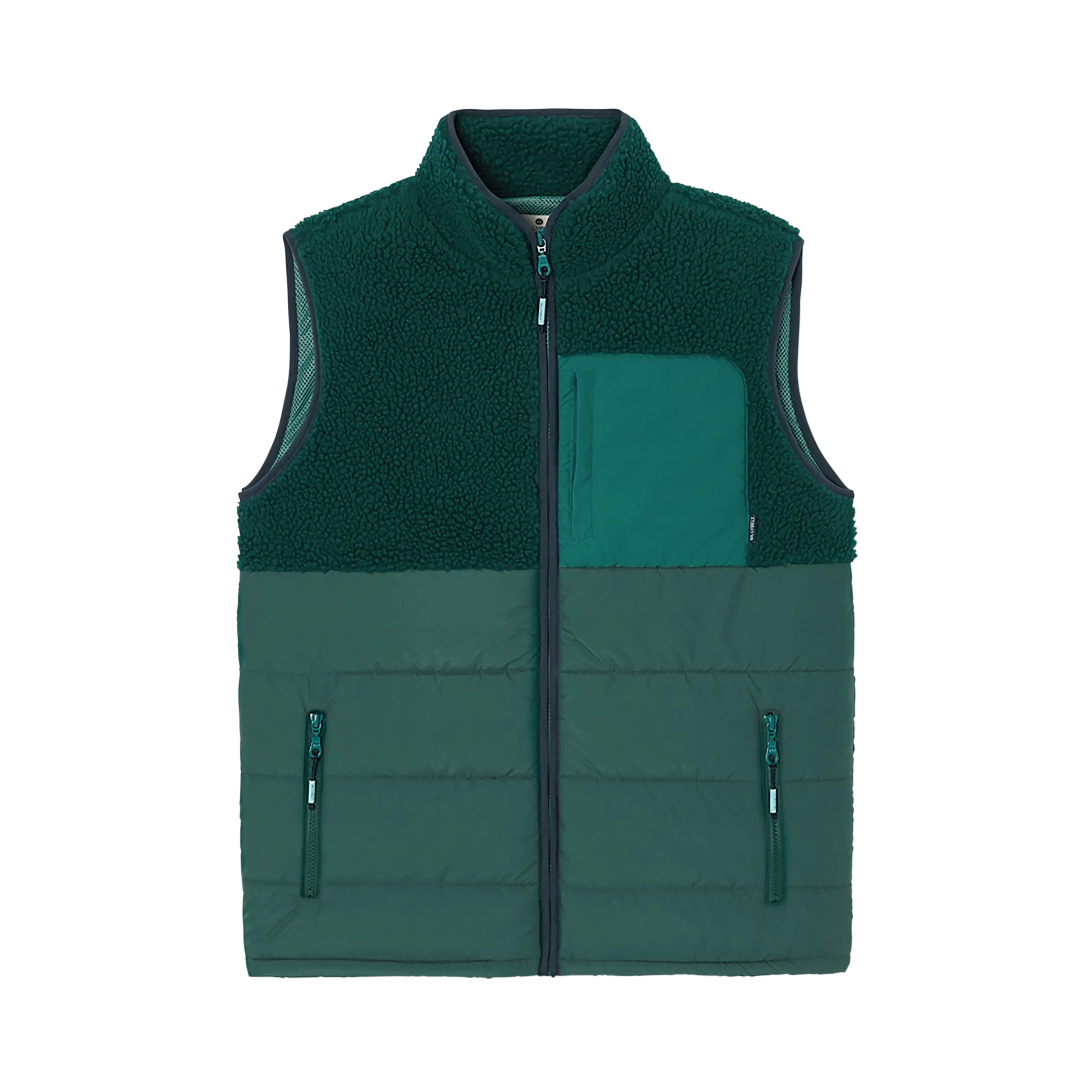 Veste bi-matières en sherpa sans manches Vert