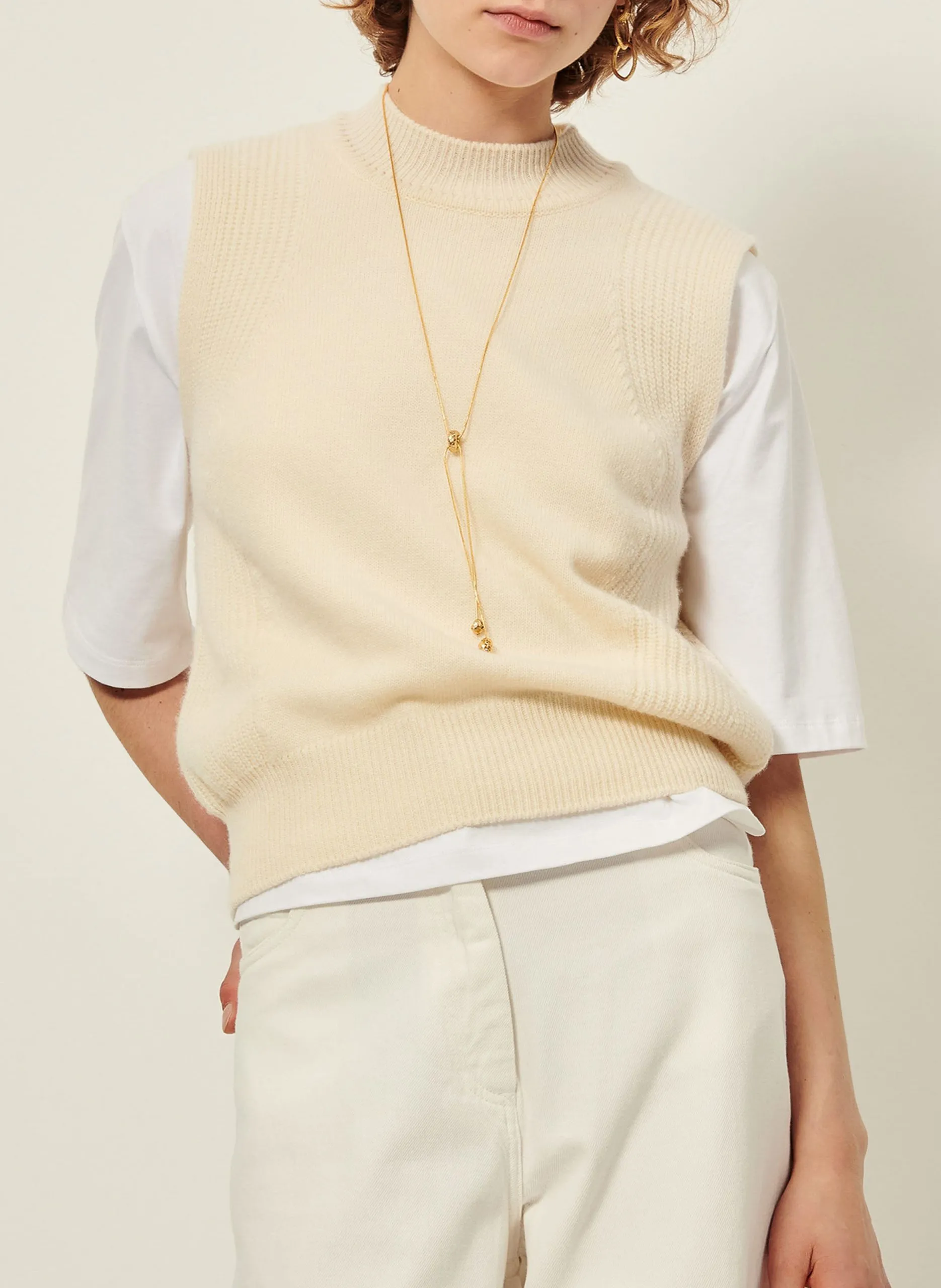 Pull col rond en laine Beige BAYNINO