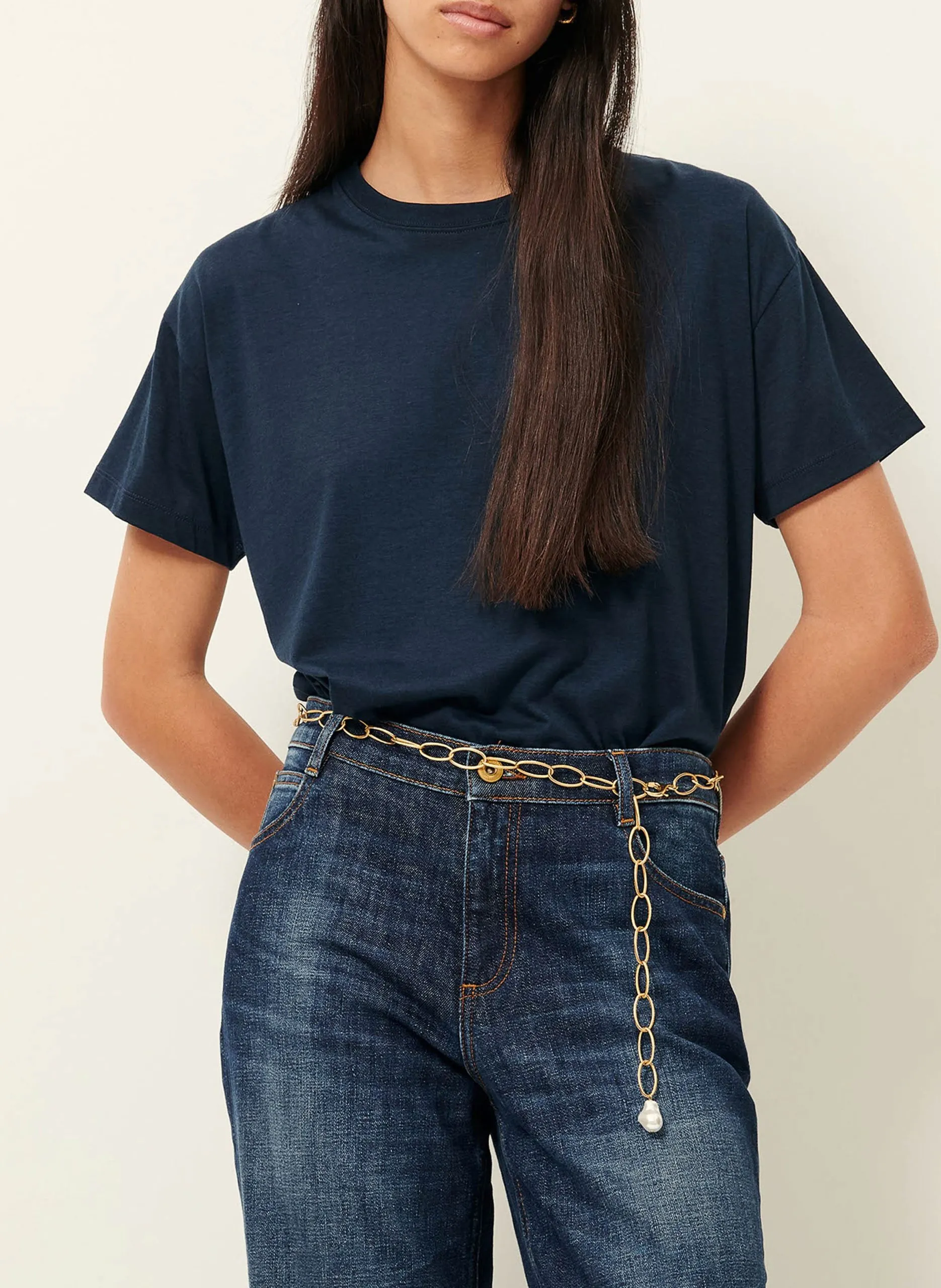 Tee-shirt oversize col rond Bleu TOO