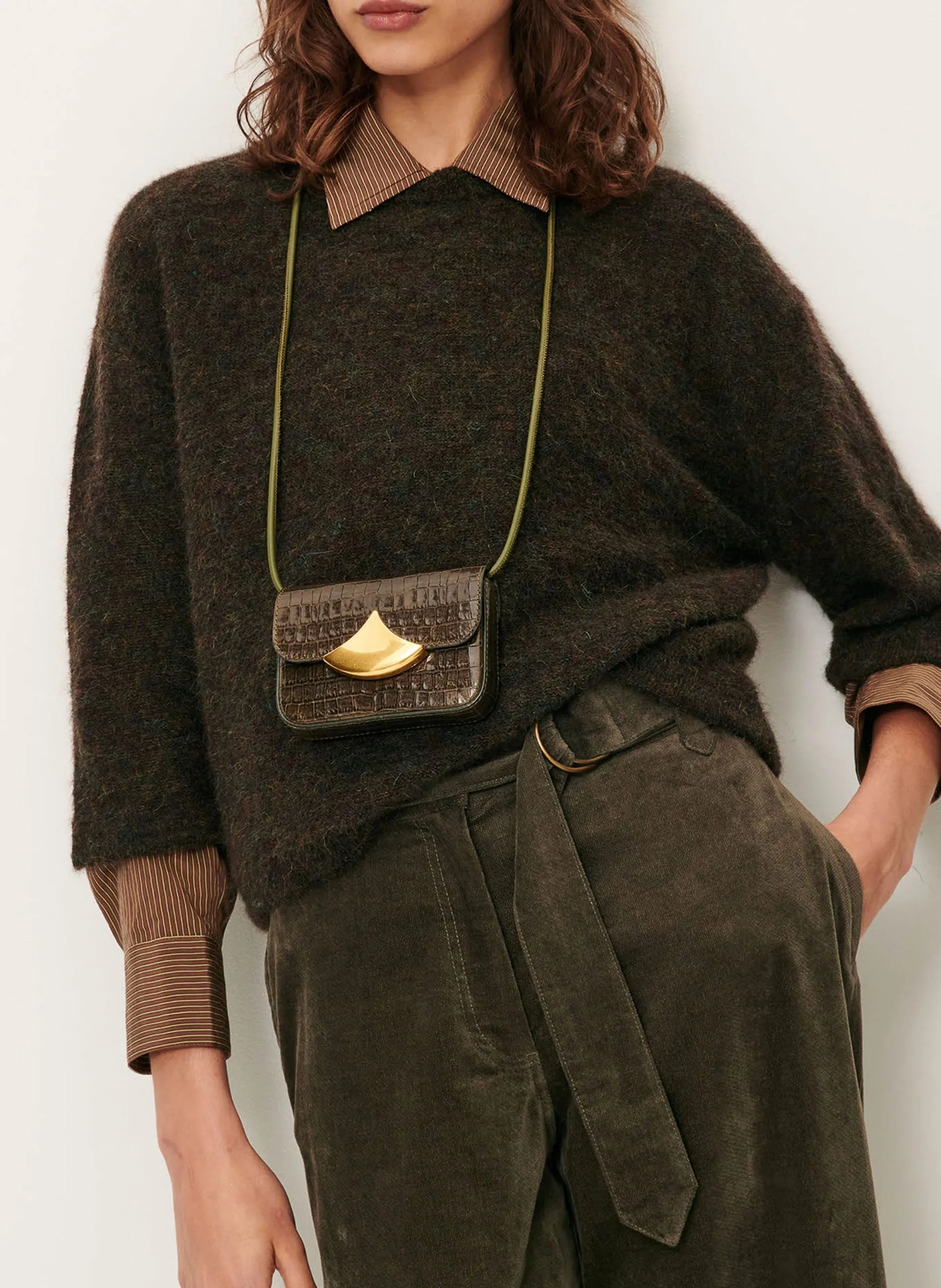 Pull oversize col rond en laine mélangée Marron LONDON