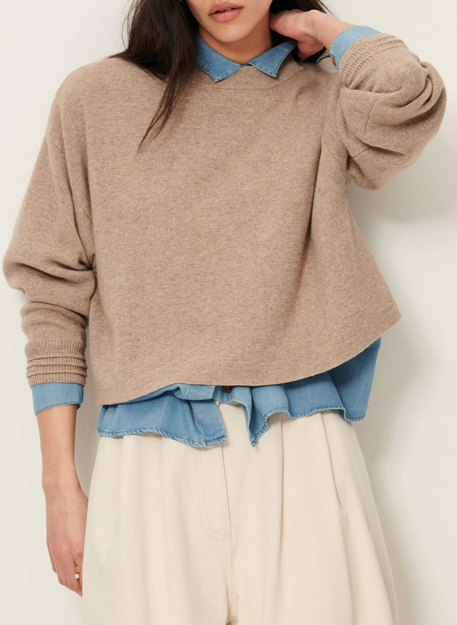 Pull oversize en maille Beige VIZZANOVA