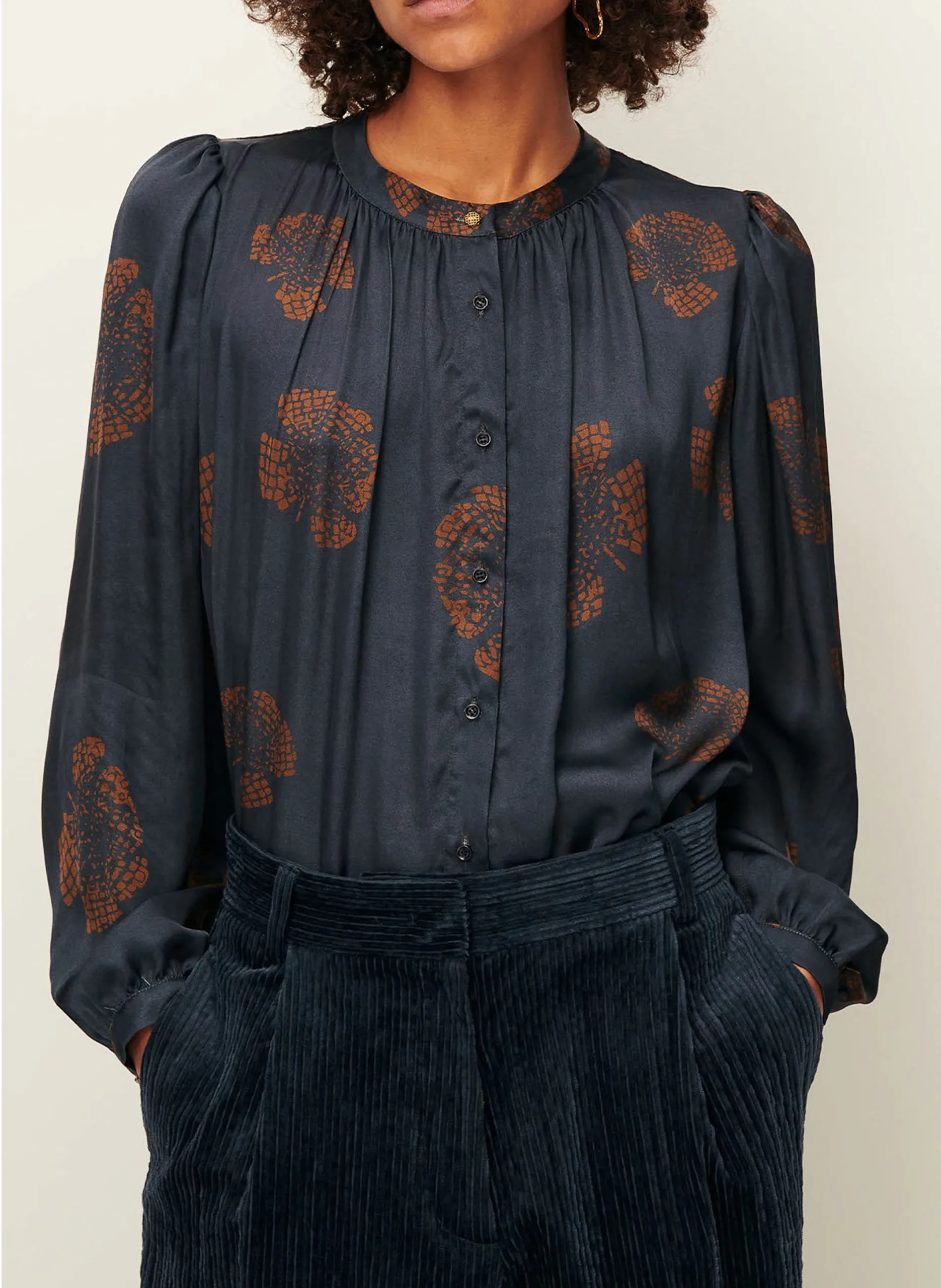 Chemise ample col rond imprimée Multicolore LALILA