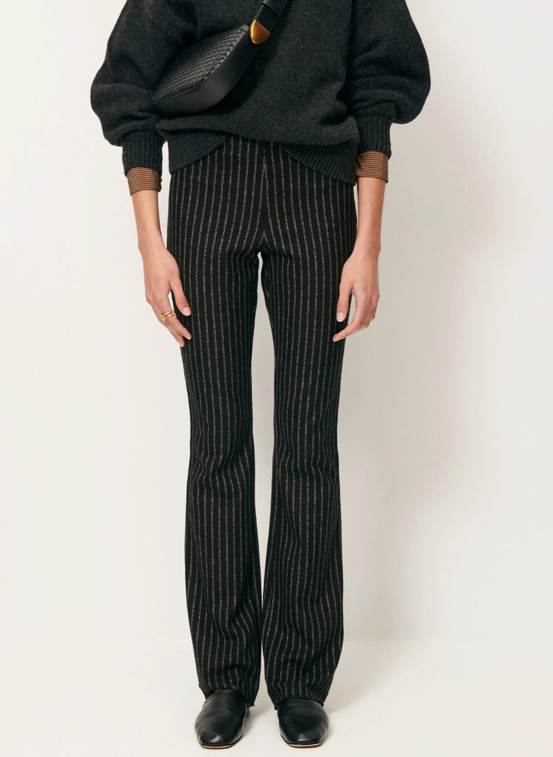 Pantalon bootcut stretch à rayures Noir HEDIWALK