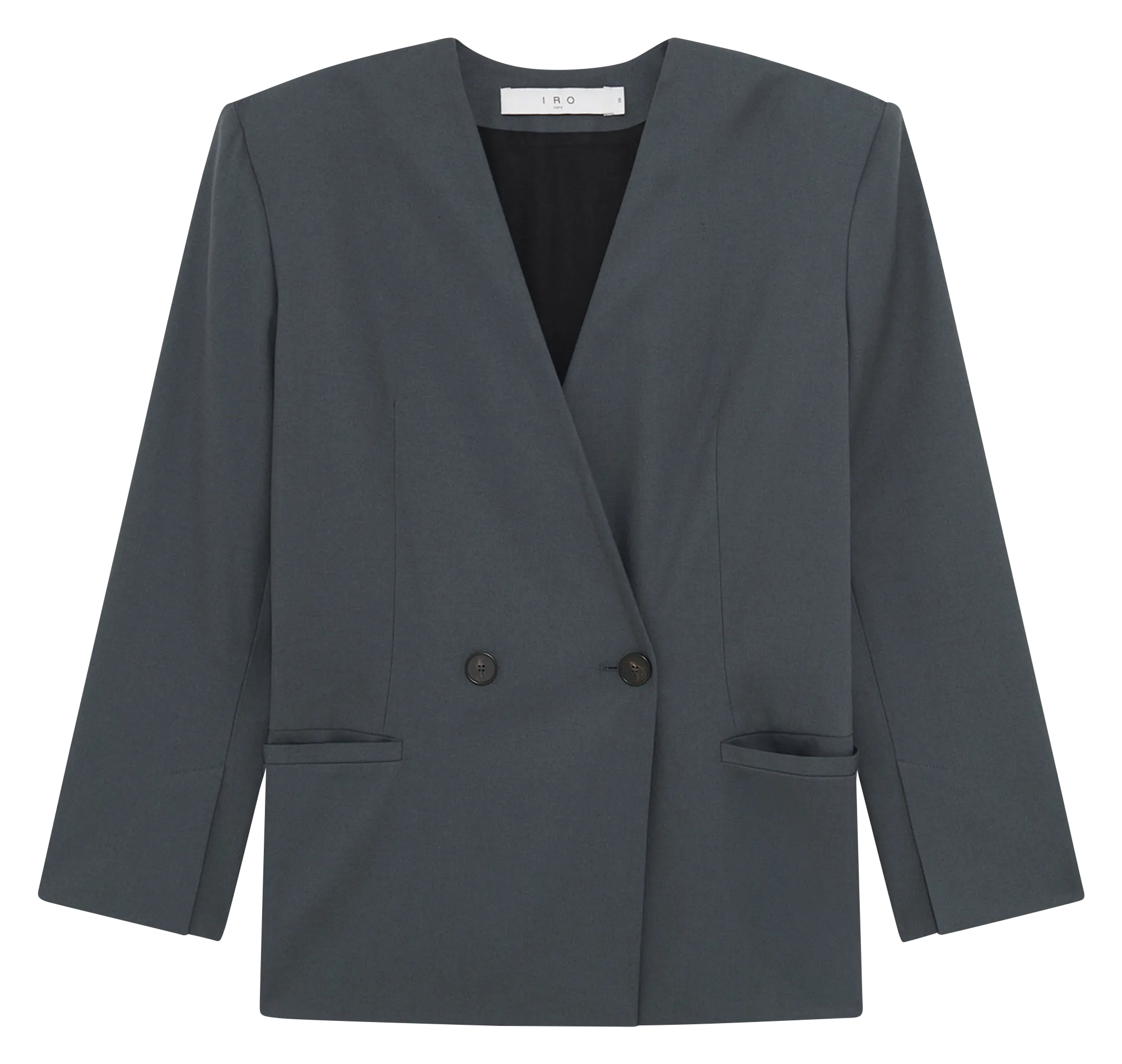 Veste tailleur col V uni Gris SABRINE