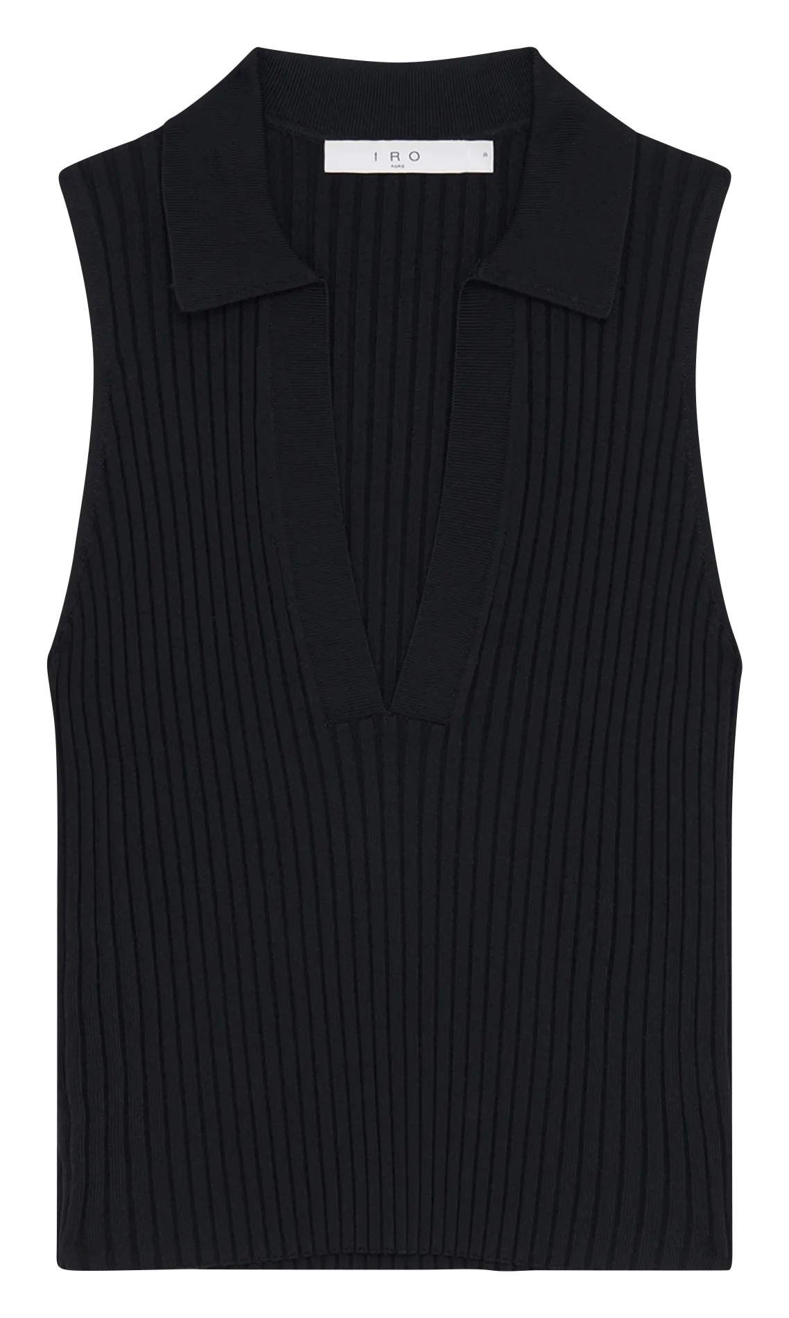 Top sans manches côtelé unie Noir KENZIE