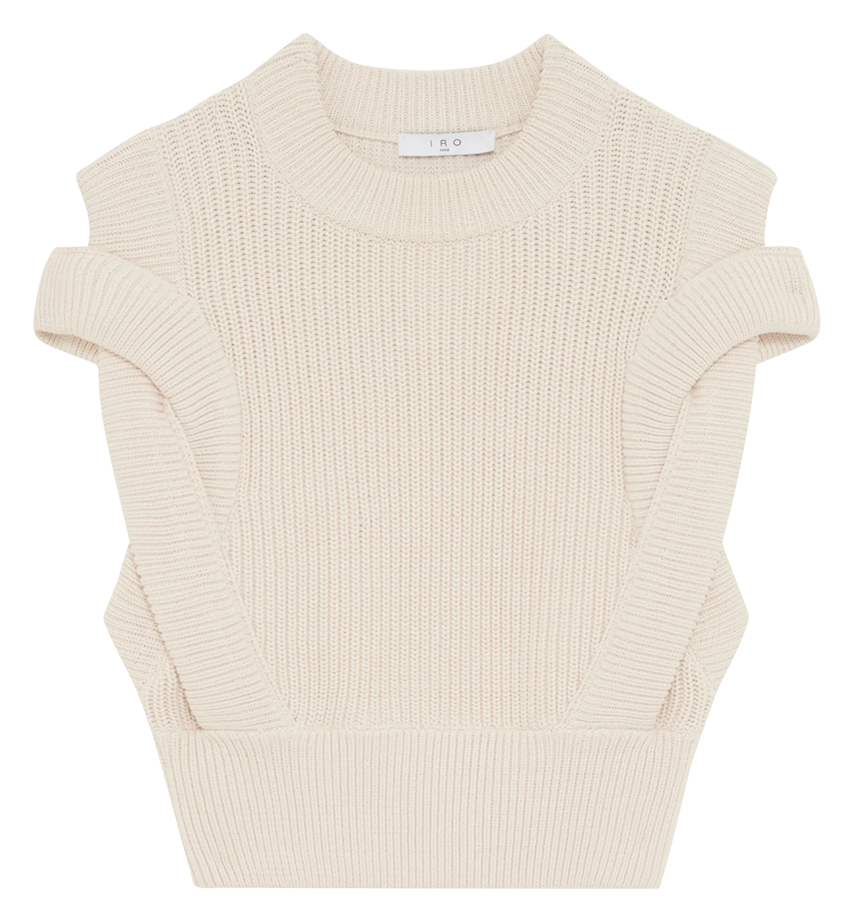 Pull sans manches maille côtes Beige NASH