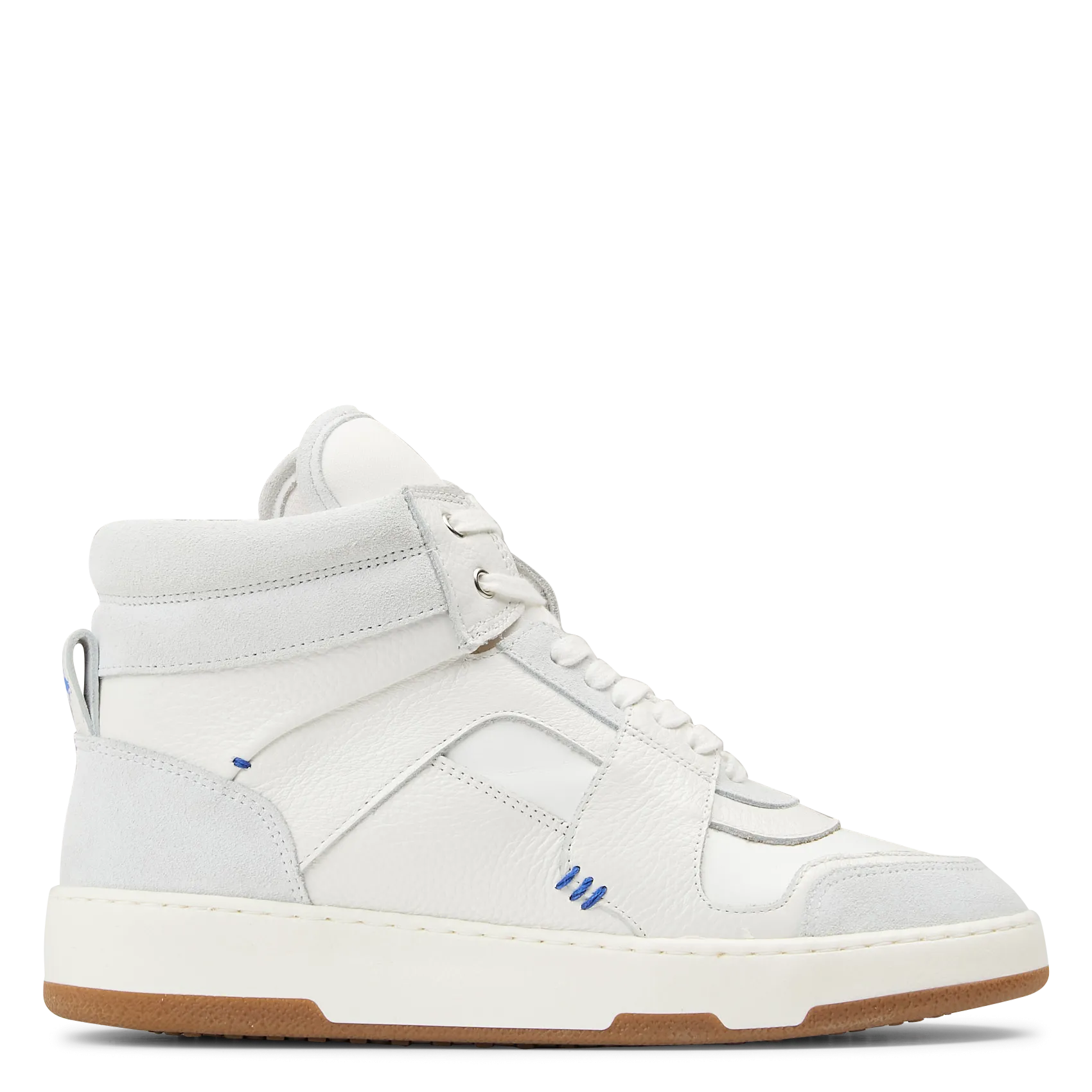 Baskets montantes en cuir mélangé Blanc