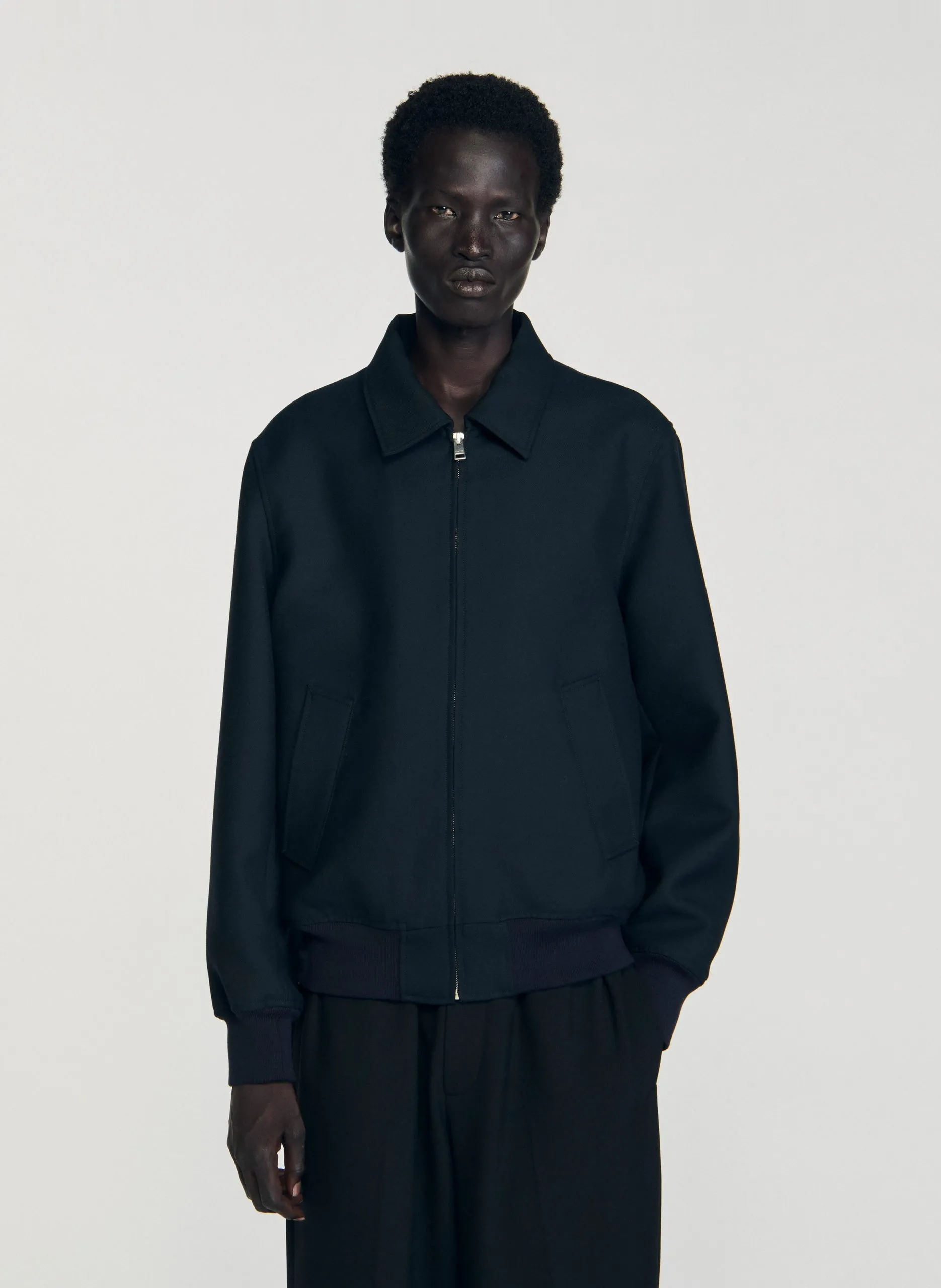 Veste droite col classique Bleu